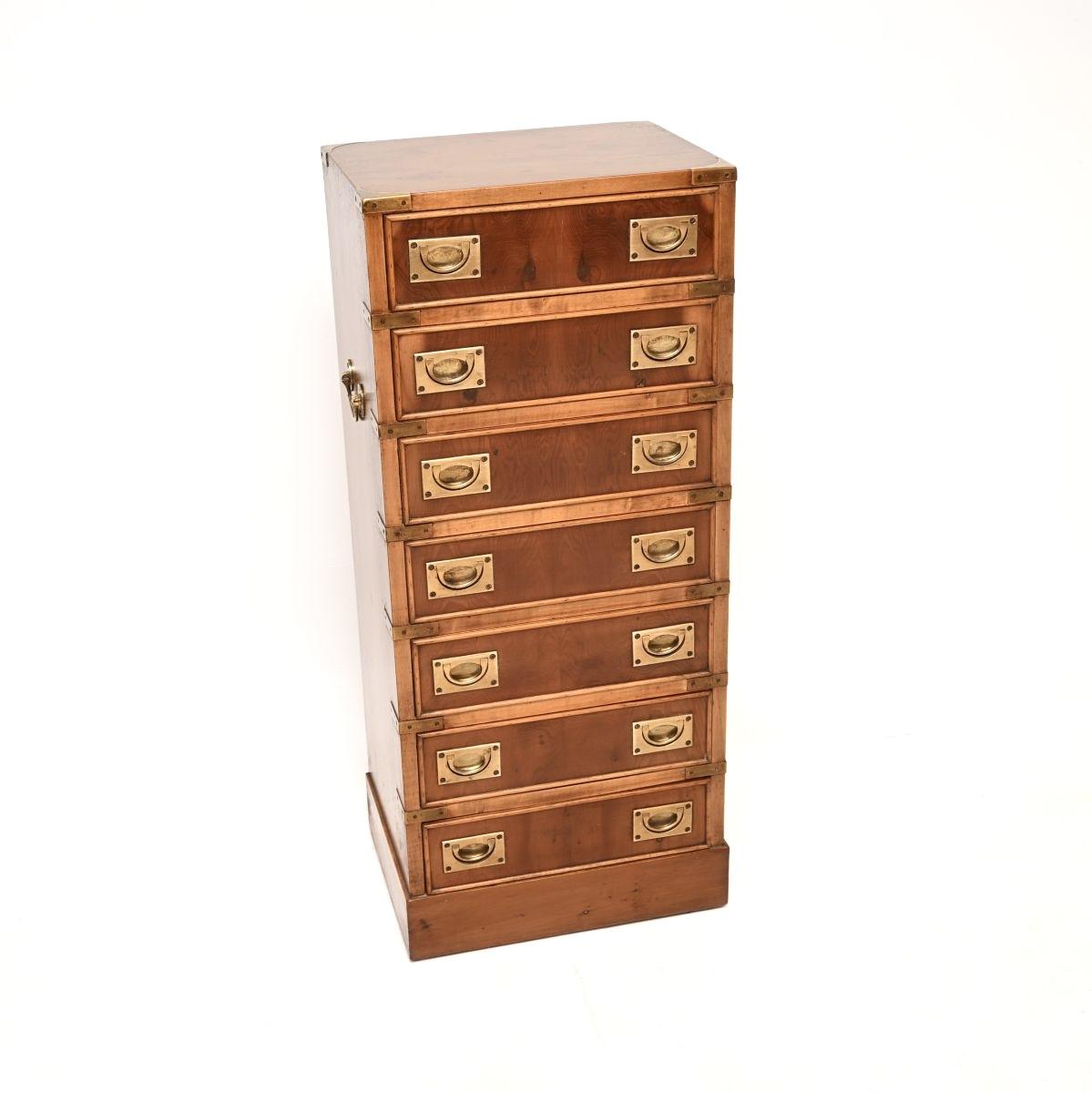Antique Yew Wood Military Campaign Style Chest of Drawers (1 of 9) Antique Yew Wood Military Campaign Style Chest of Drawers (1 of 9)