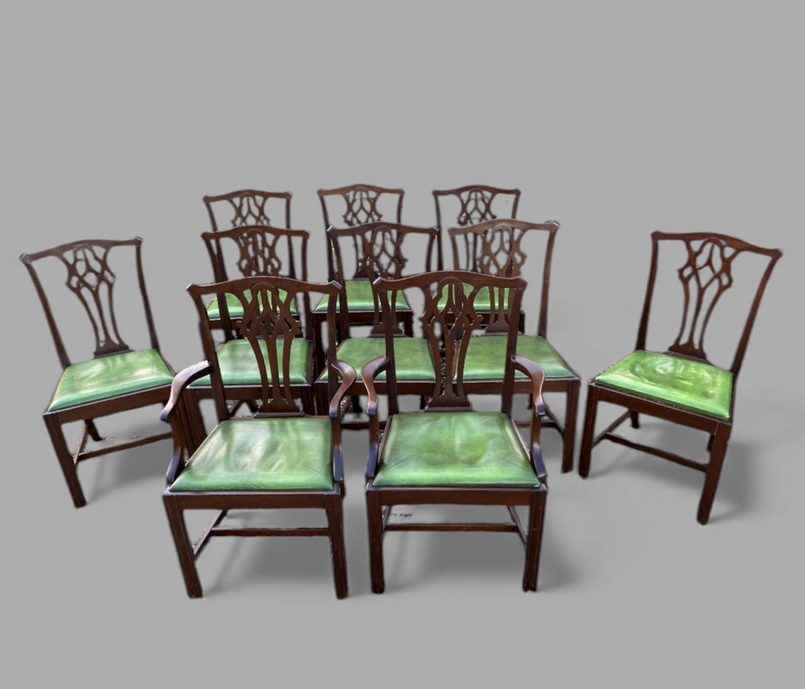 Set of Ten Chippendale Style Mahogany Dining Chairs by Alan Solly (1 of 7)