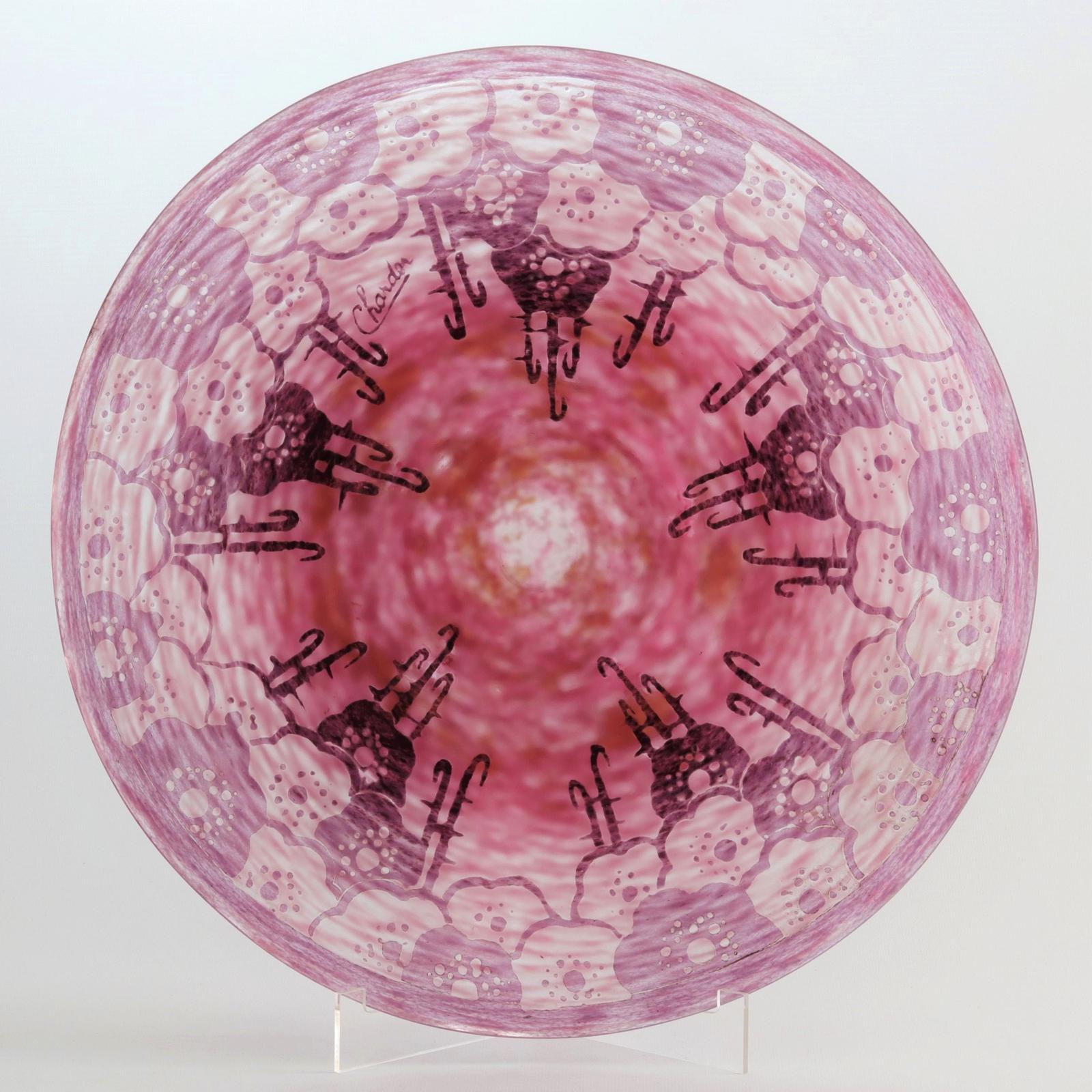 Charles Schneider For La Verre Francais Art Deco Cameo Glass Charger c.1925 (1 of 7)