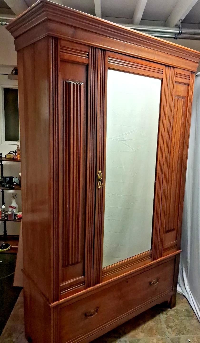 Antique Edwardian Wardrobe With Mirror And Bottom Draw (1 of 10)