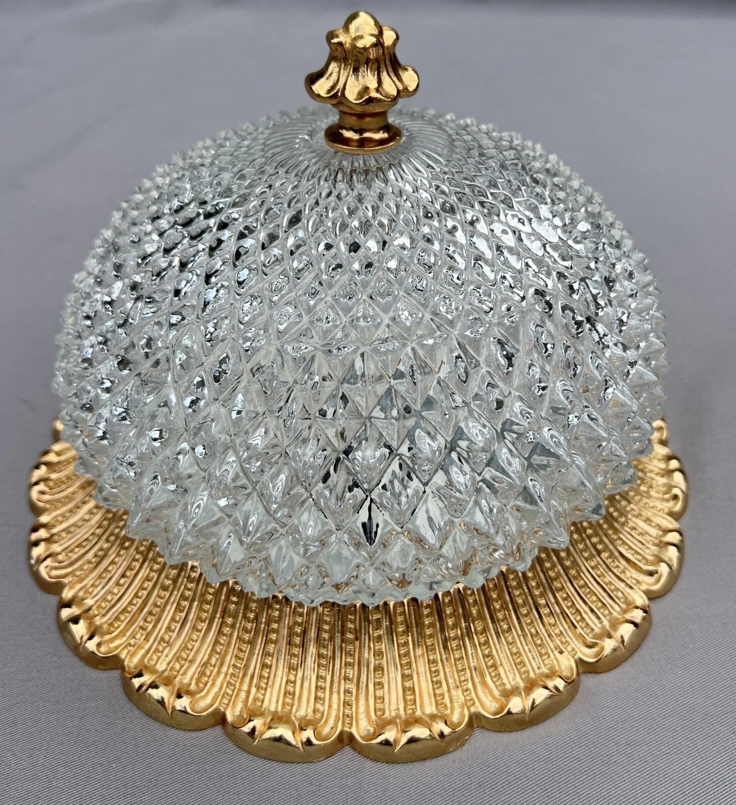 Ceiling Lamp Vintage French Brass Pressed Crystal Pendant Chandelier (1 of 7) Ceiling Lamp Vintage French Brass Pressed Crystal Pendant Chandelier (1 of 7)