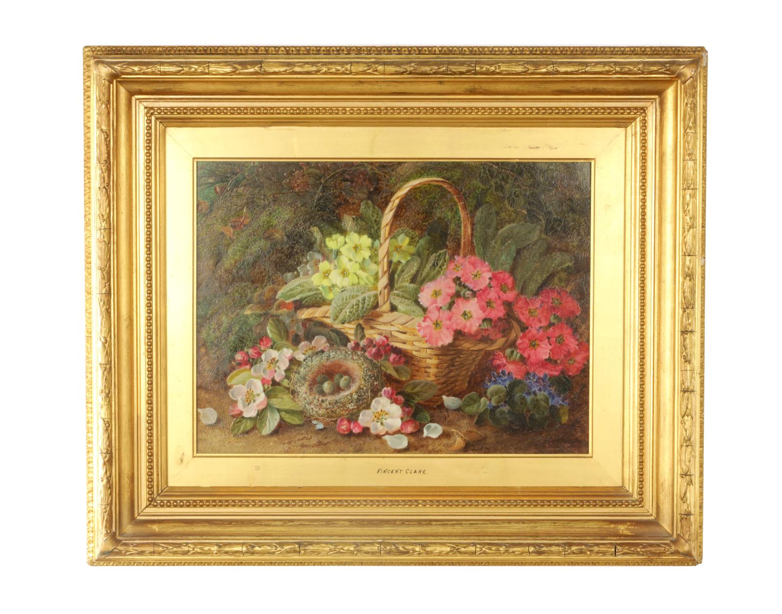 Vincent Clare (1855–1930), Oil on Canvas Still Life with Basket (1 of 1) Vincent Clare (1855–1930), Oil on Canvas Still Life with Basket (1 of 1)