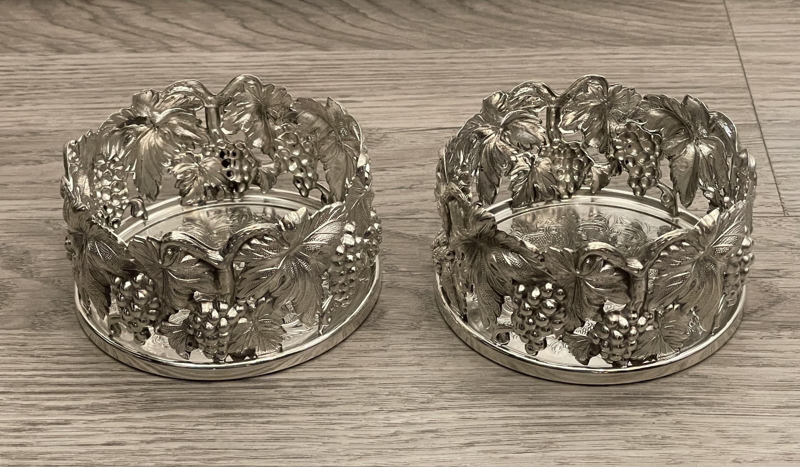 A Pair Of Solid Silver Wine Coasters, Portuguese (1 of 9) A Pair Of Solid Silver Wine Coasters, Portuguese (1 of 9)