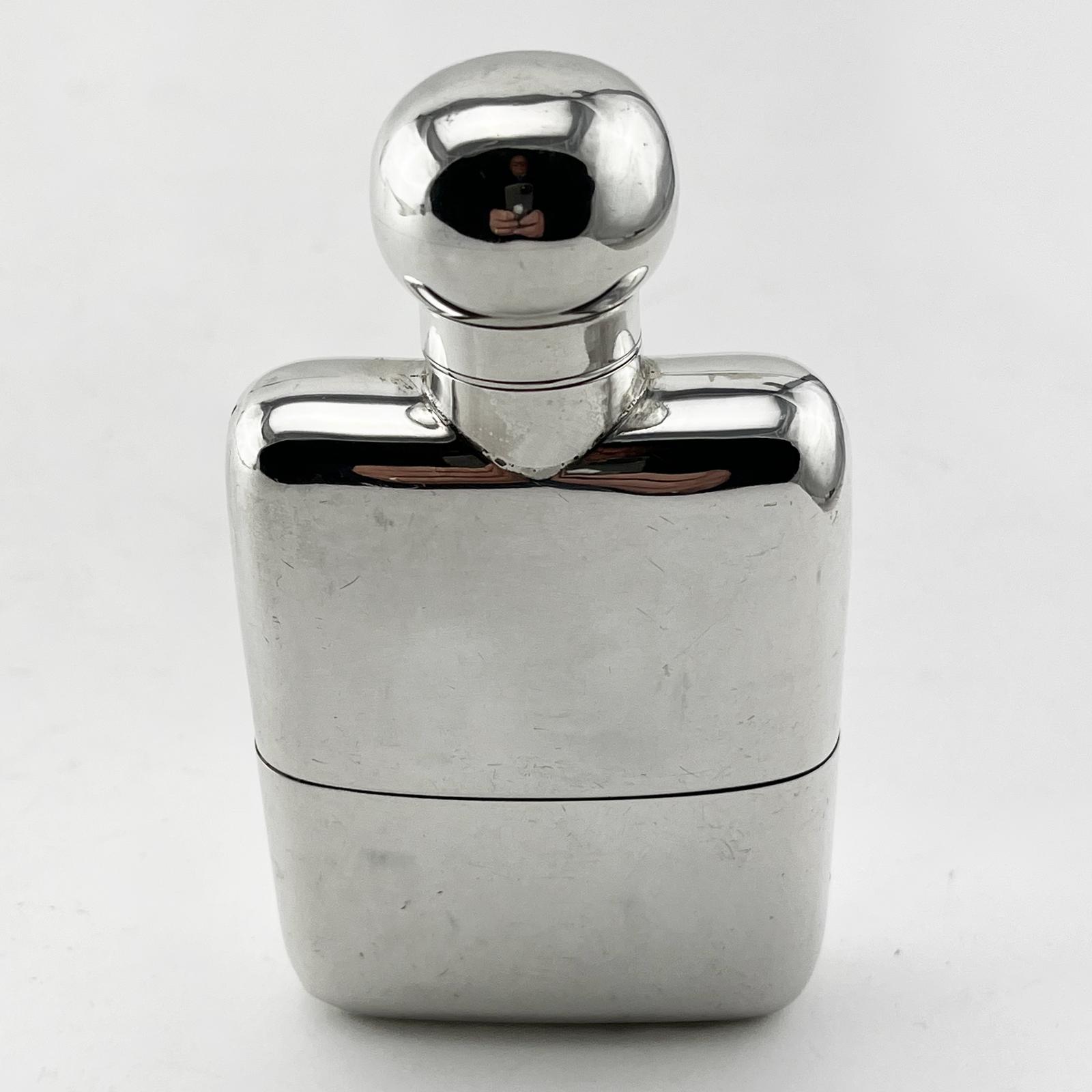 Plain Edwardian Rectangular Sterling Silver Hip Flask (1 of 6)