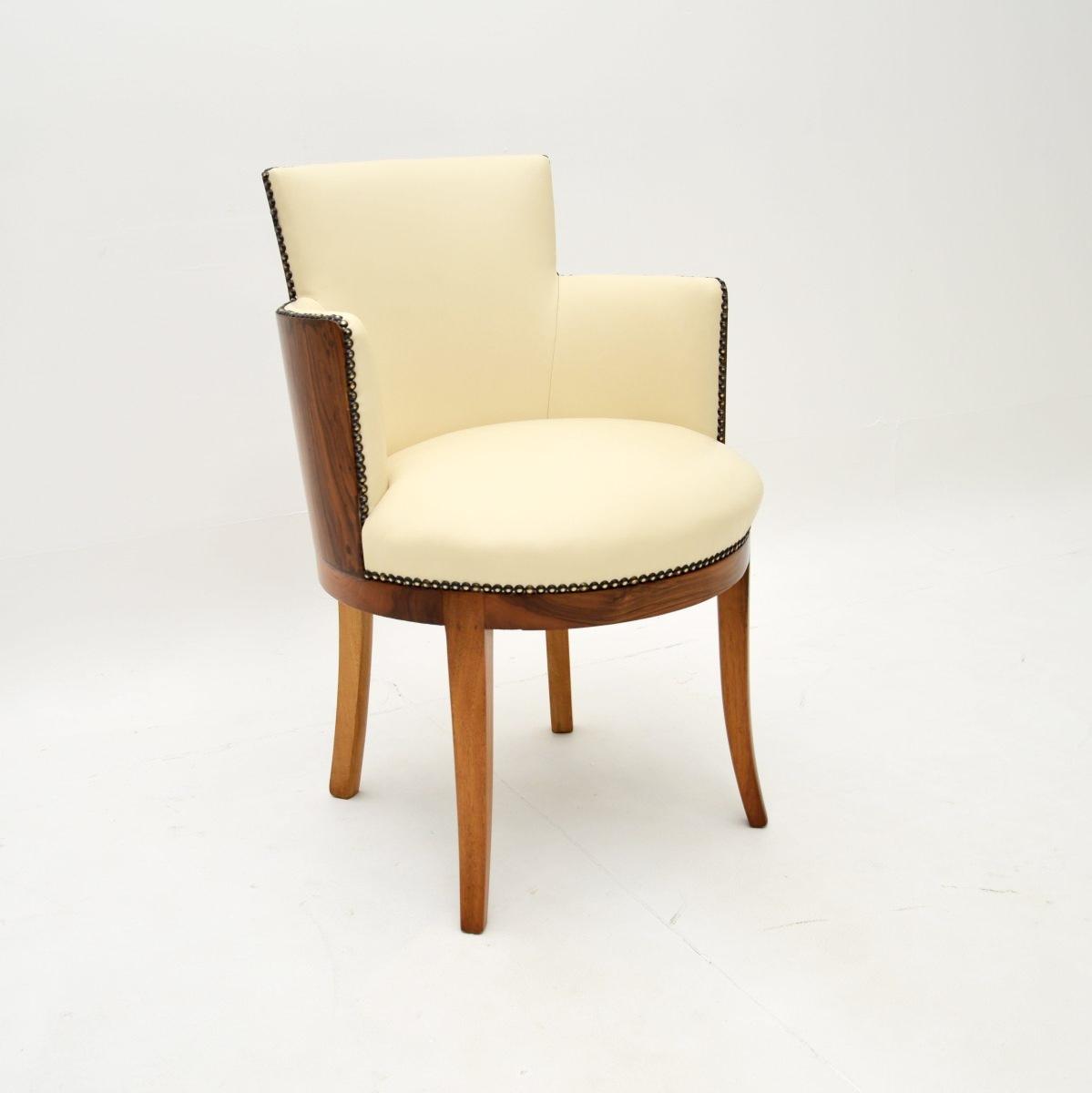 Art Deco Walnut & Leather Armchair / Desk Chair (1 of 9) Art Deco Walnut & Leather Armchair / Desk Chair (1 of 9)