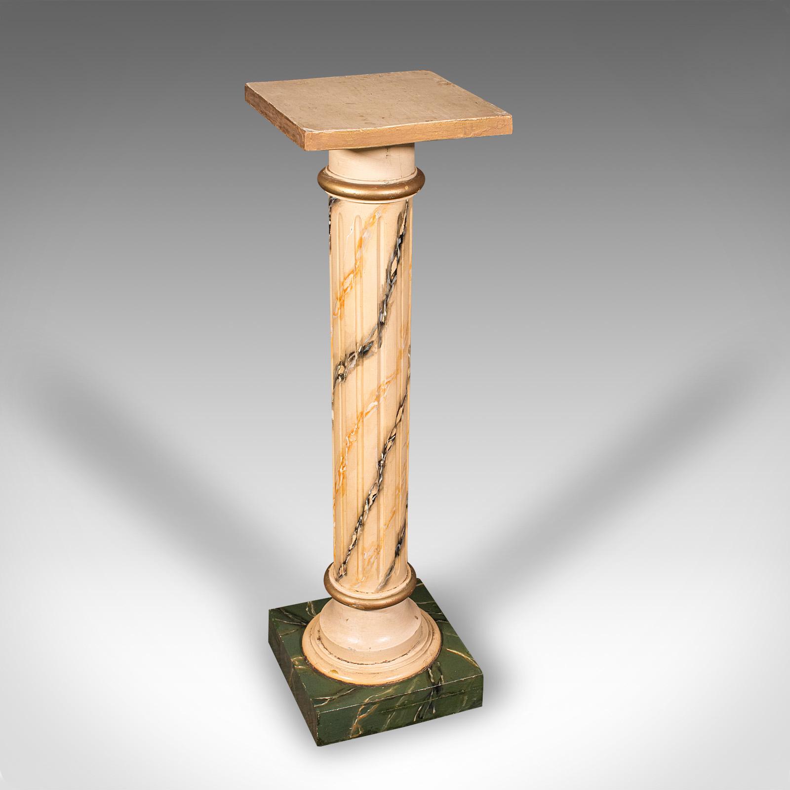 Antique Torchere Column, English, Pine, Faux Marble, Bust Stand, Victorian, 1900 (1 of 9)