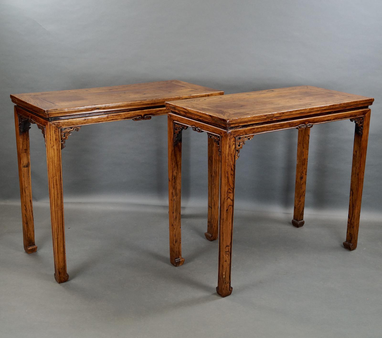 Pair of 19th Century Chinese Elm Side Tables (1 of 6)