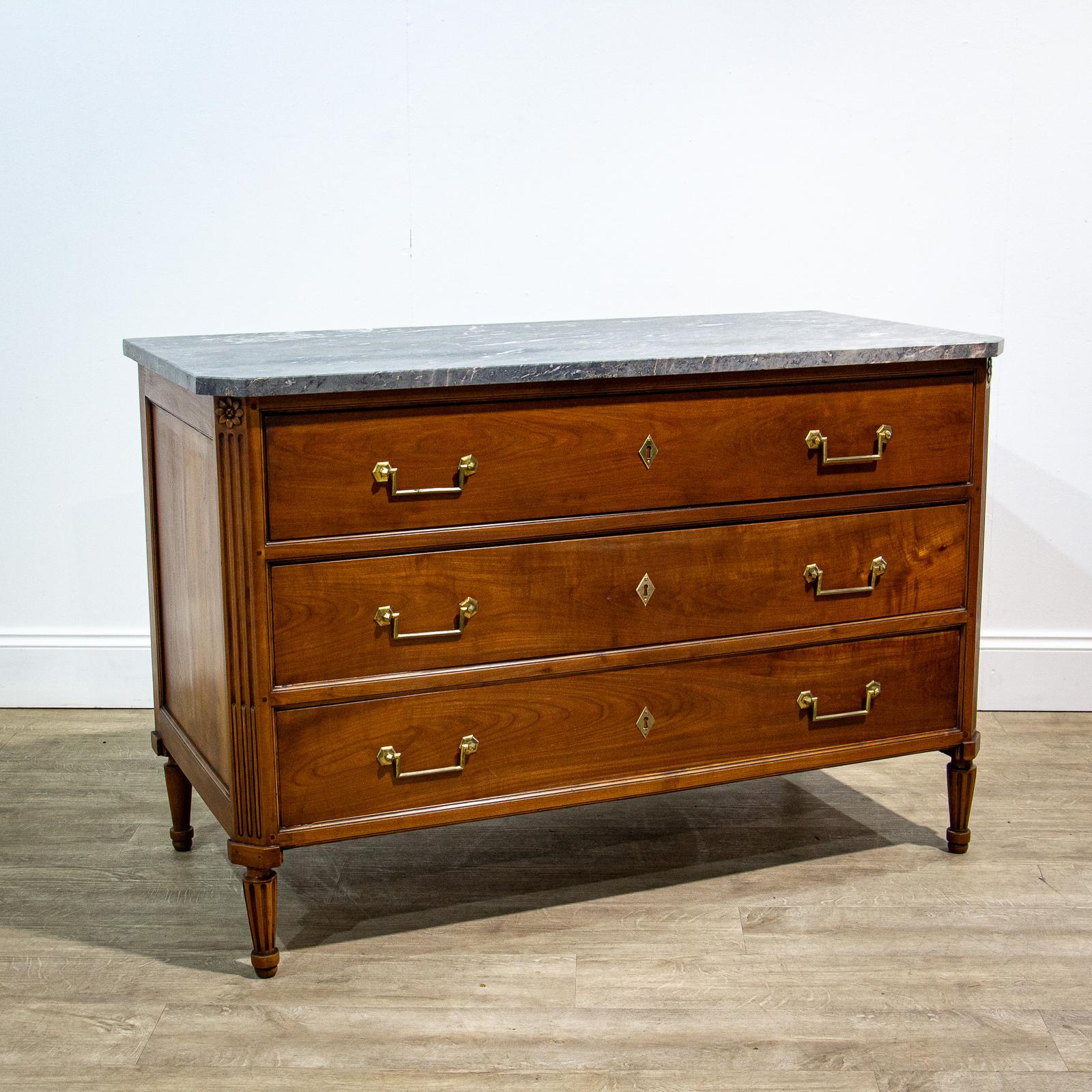 French Cherry Wood Marble Topped Commode (1 of 13)