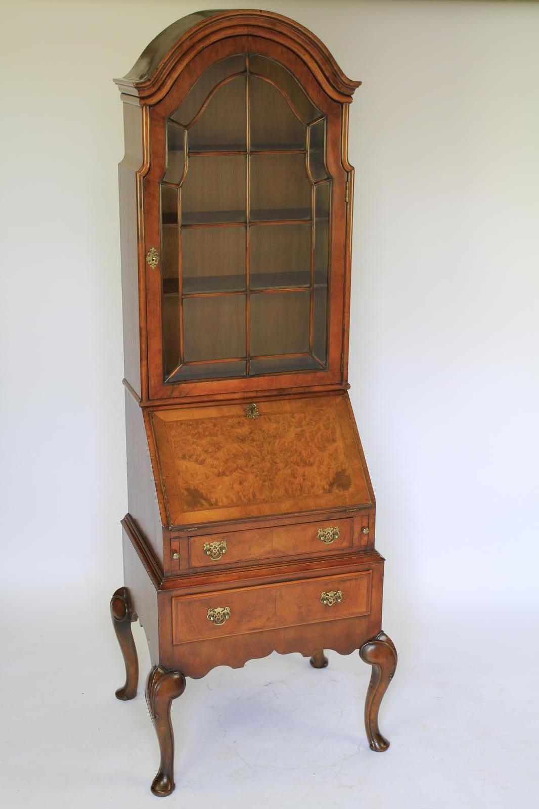 Walnut Queen Anne Revival Bureau Bookcase c.1920 (1 of 8)