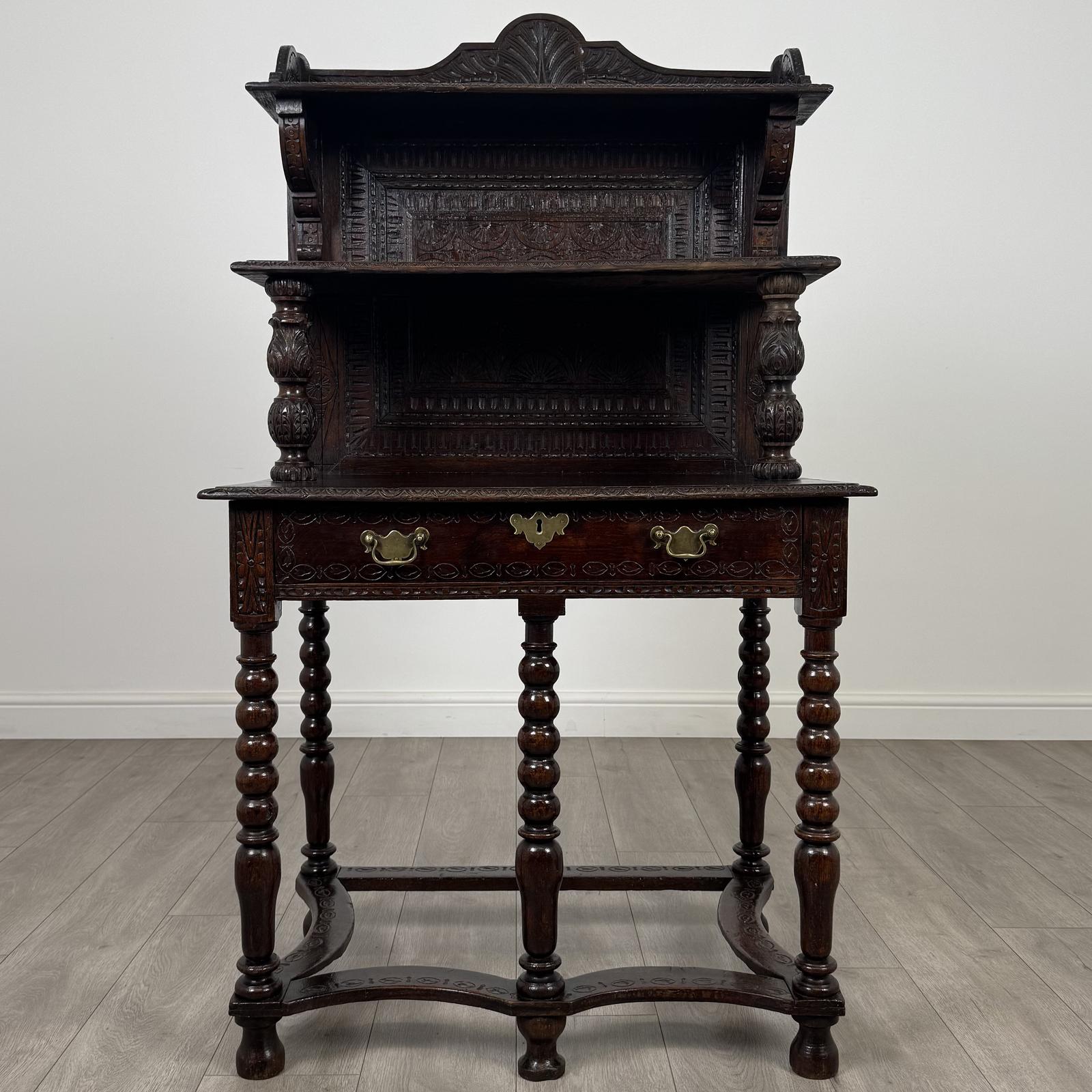 Antique 19th Century Bobbin Turned Side Table in Oak (1 of 11)