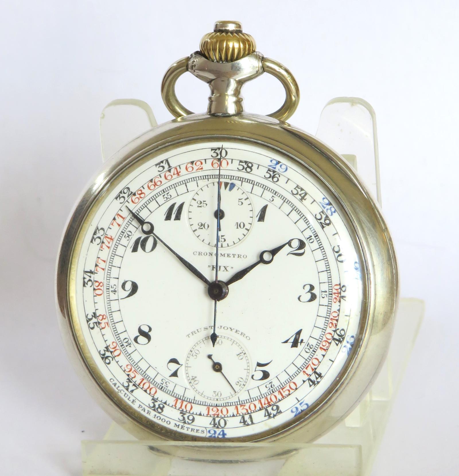 Watch : Antique Cronometro Fix Private Label Chronograph Pocket Watch (1 of 5)