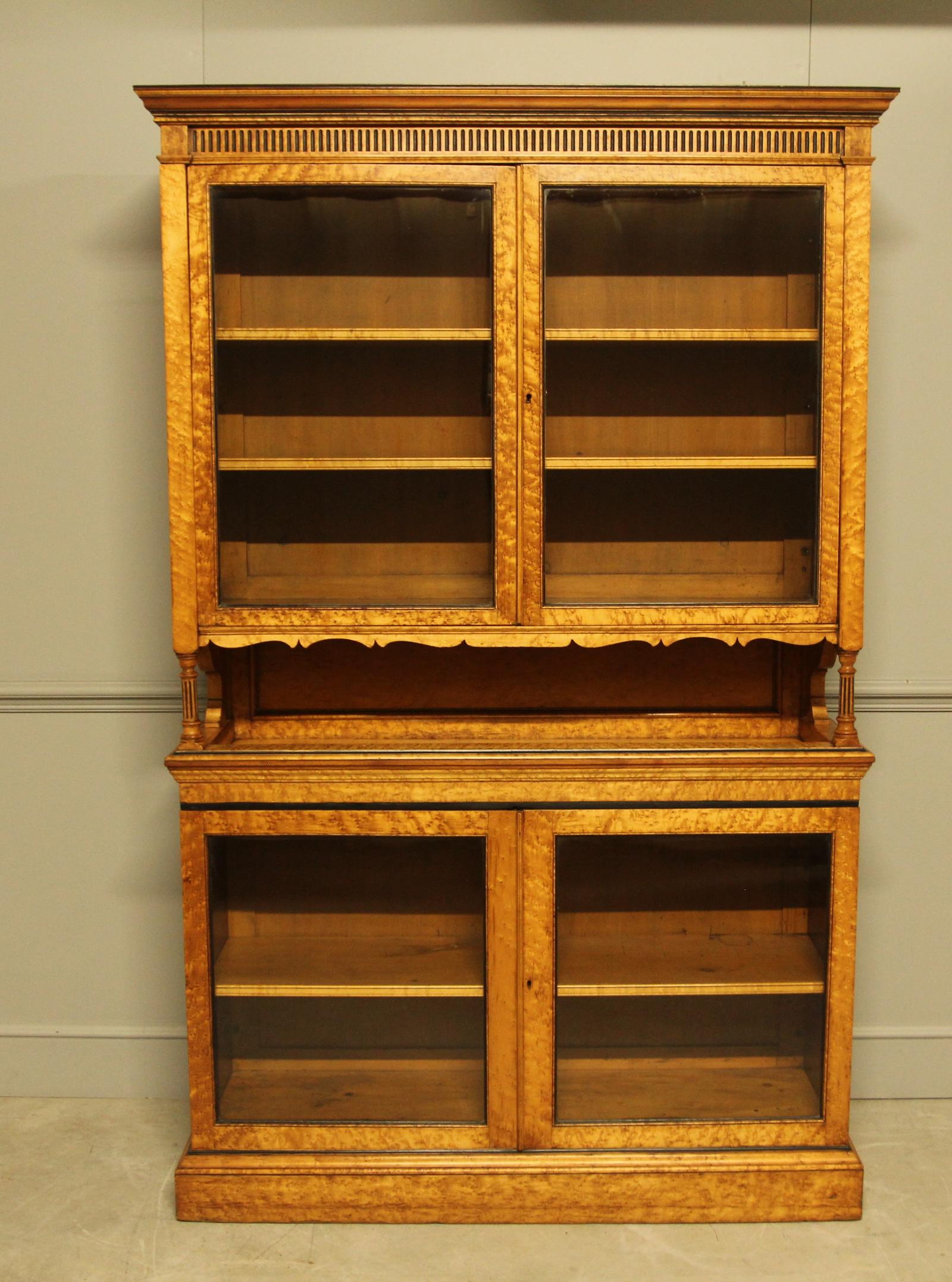 Victorian Bird's Eye Maple Display Bookcase (1 of 11)