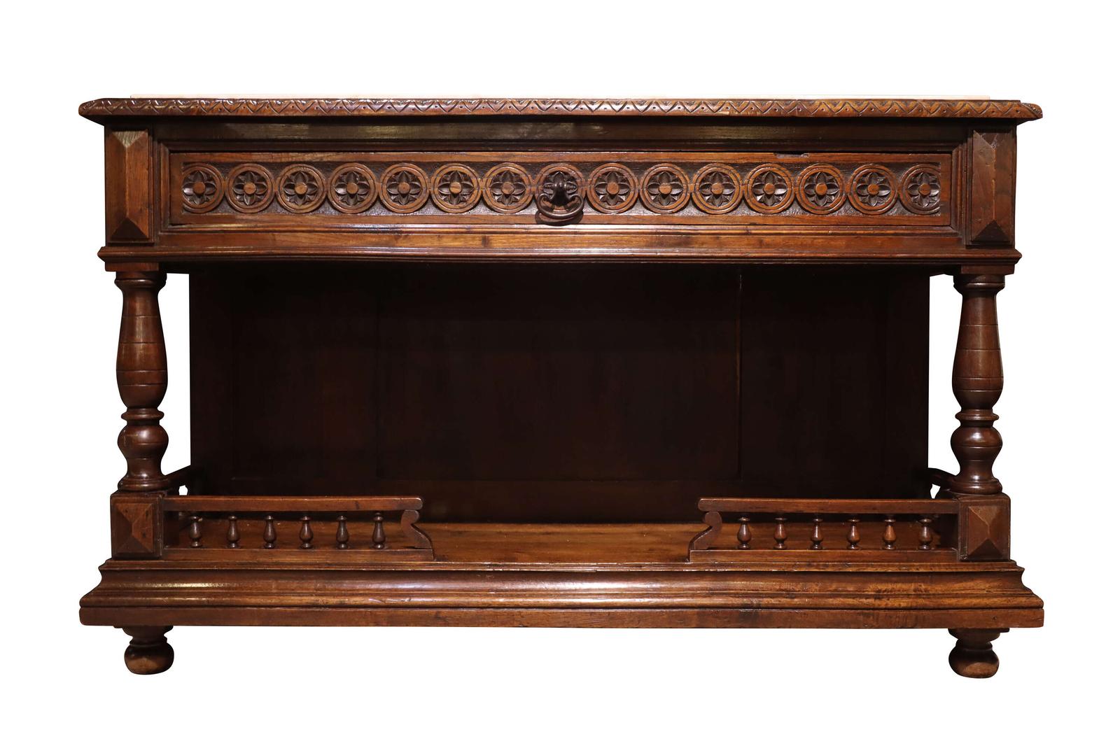 Henri II Style French Carved Oak Enfilade with Marble Top c.1870 (1 of 7) Henri II Style French Carved Oak Enfilade with Marble Top c.1870 (1 of 7)