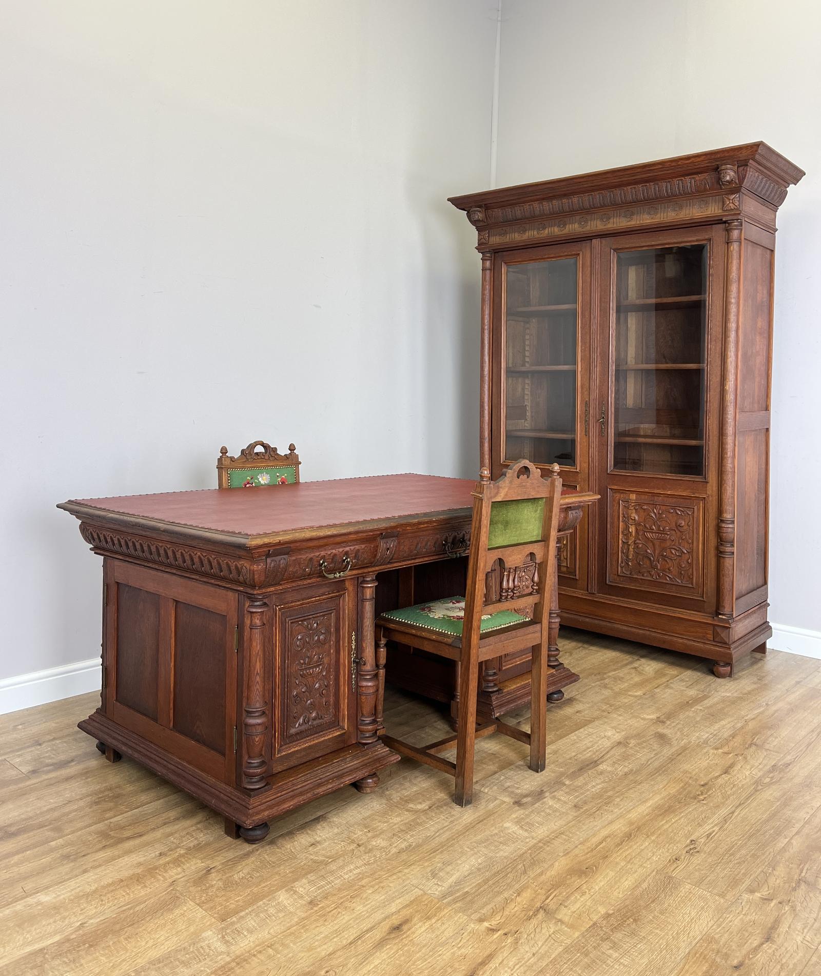 Desk Antique French Oak Double Sided Carved Pedestal Desk (1 of 25) Desk Antique French Oak Double Sided Carved Pedestal Desk (1 of 25)