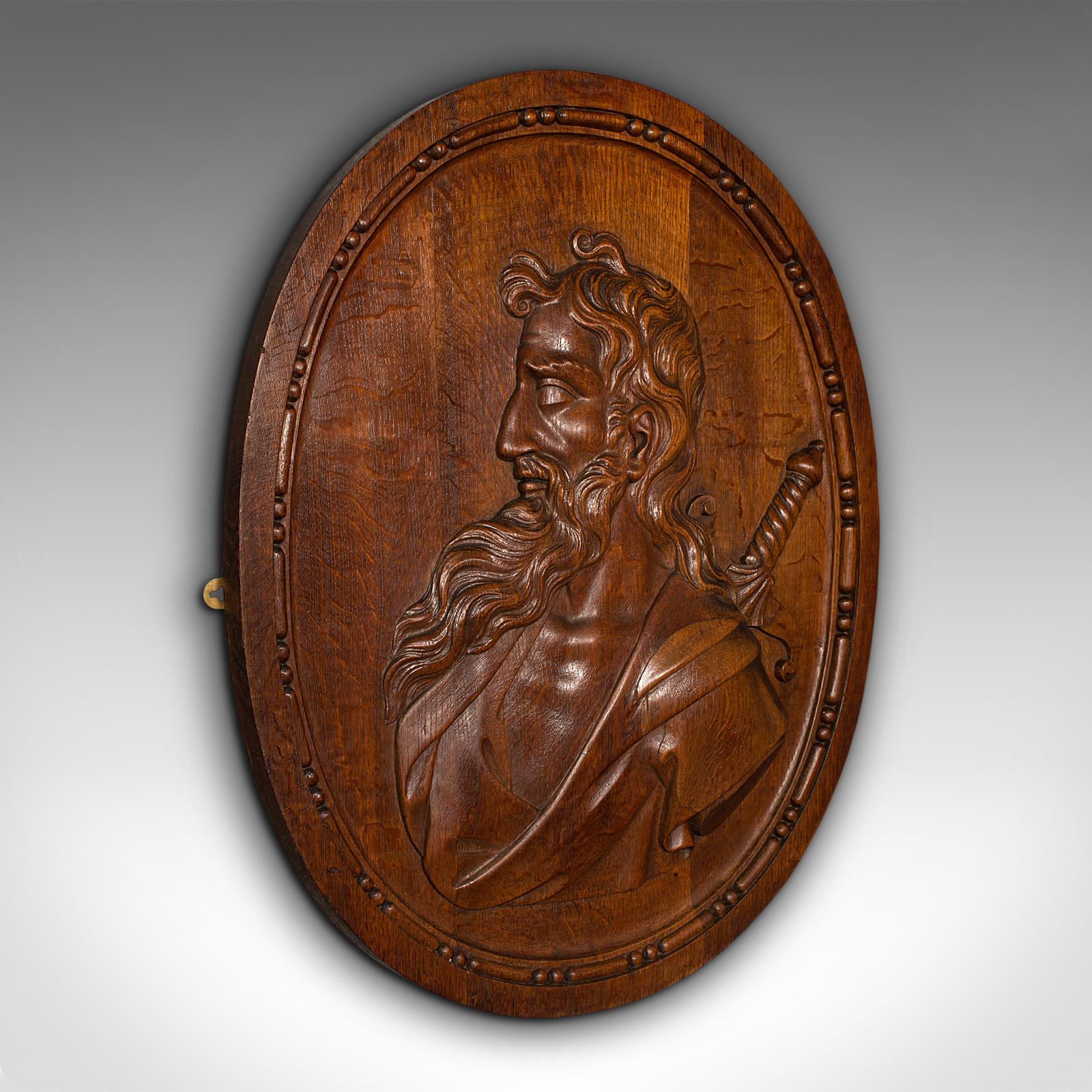 Large Antique Carved Portrait, Italian, Oak, Decorative Relief Panel, Victorian (1 of 8)