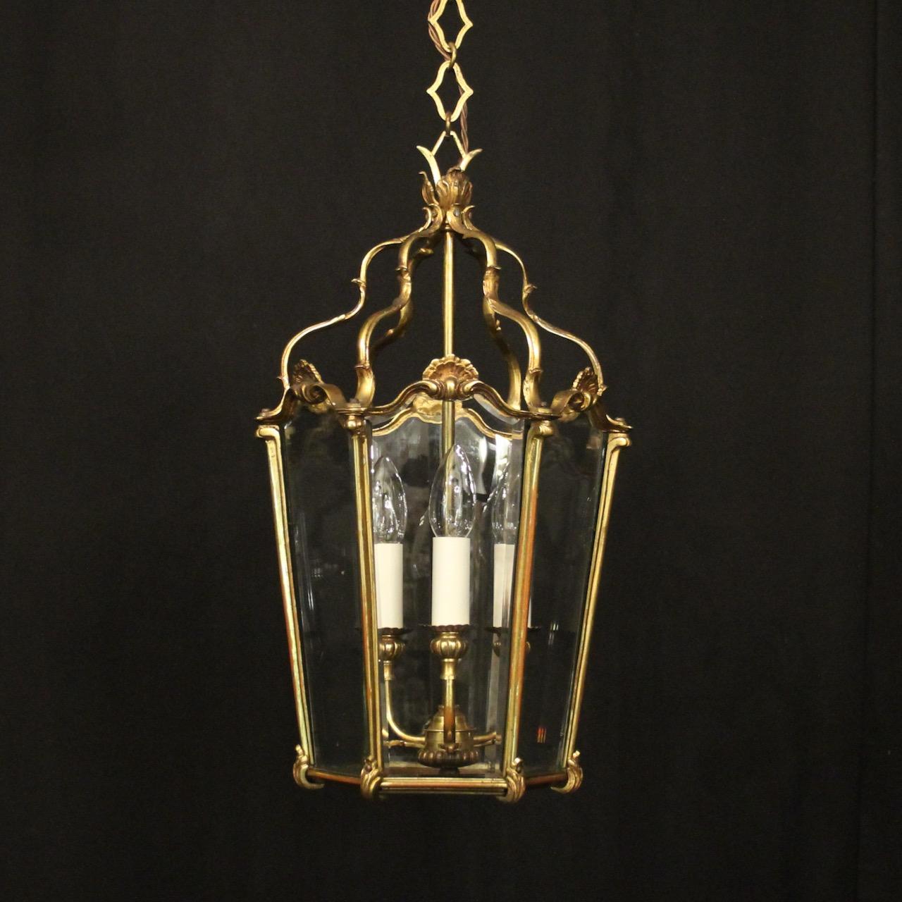French Gilded Bronze Antique Hall Lantern (1 of 10) French Gilded Bronze Antique Hall Lantern (1 of 10)