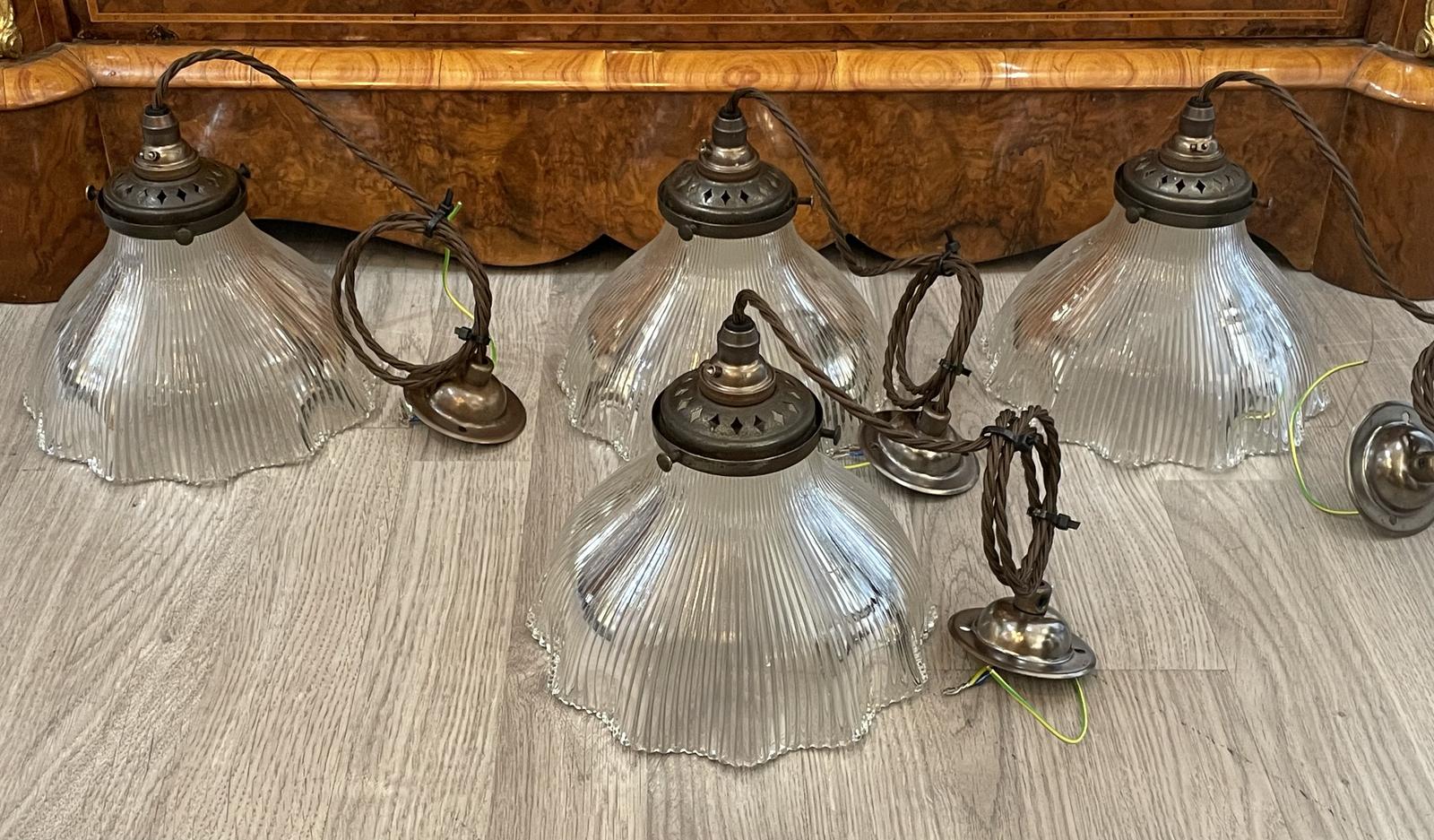 Good Set Of Four Holophane Pendants (1 of 7) Good Set Of Four Holophane Pendants (1 of 7)