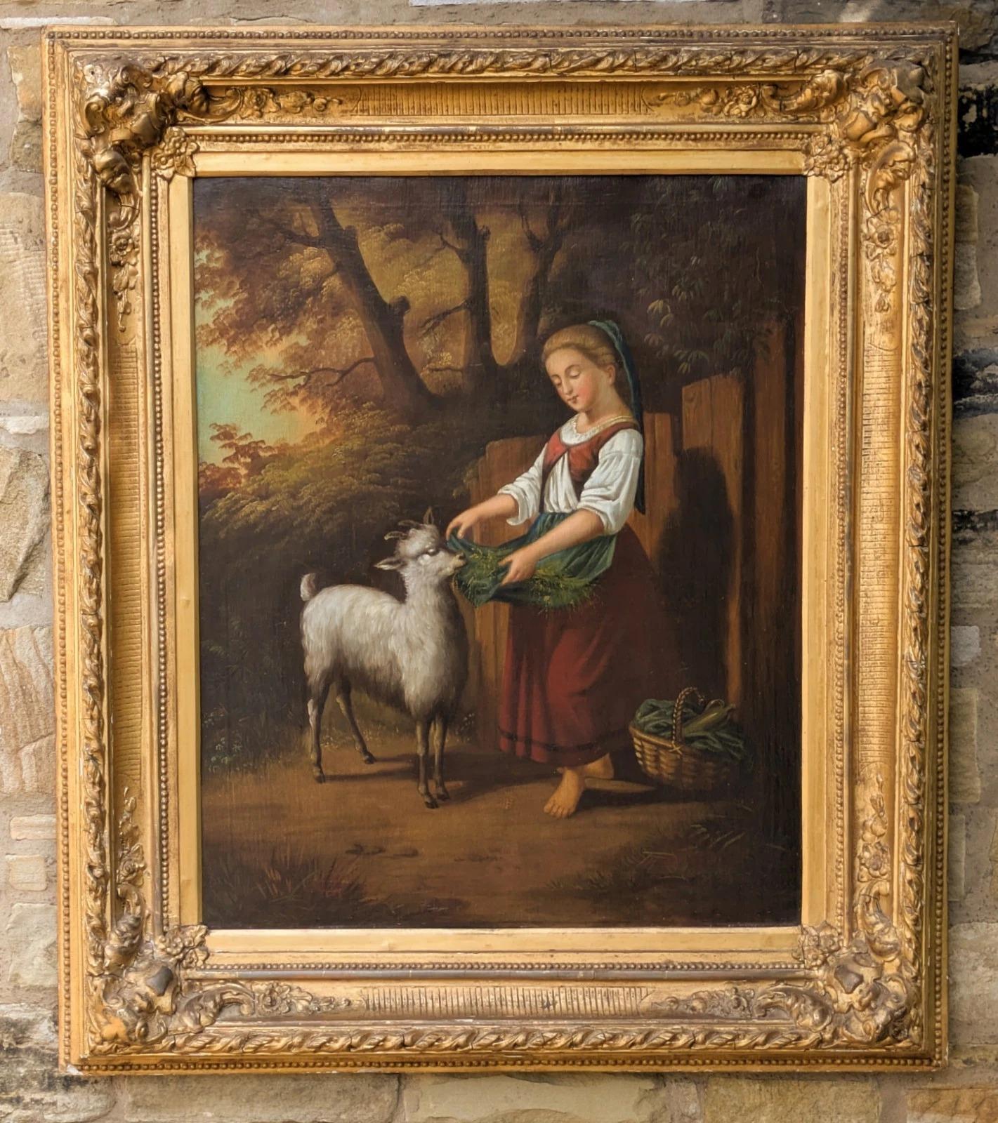 Antique Oil Painting of Girl & Goat 19th Century Manner of Hermann Werner (1 of 11) Antique Oil Painting of Girl & Goat 19th Century Manner of Hermann Werner (1 of 11)