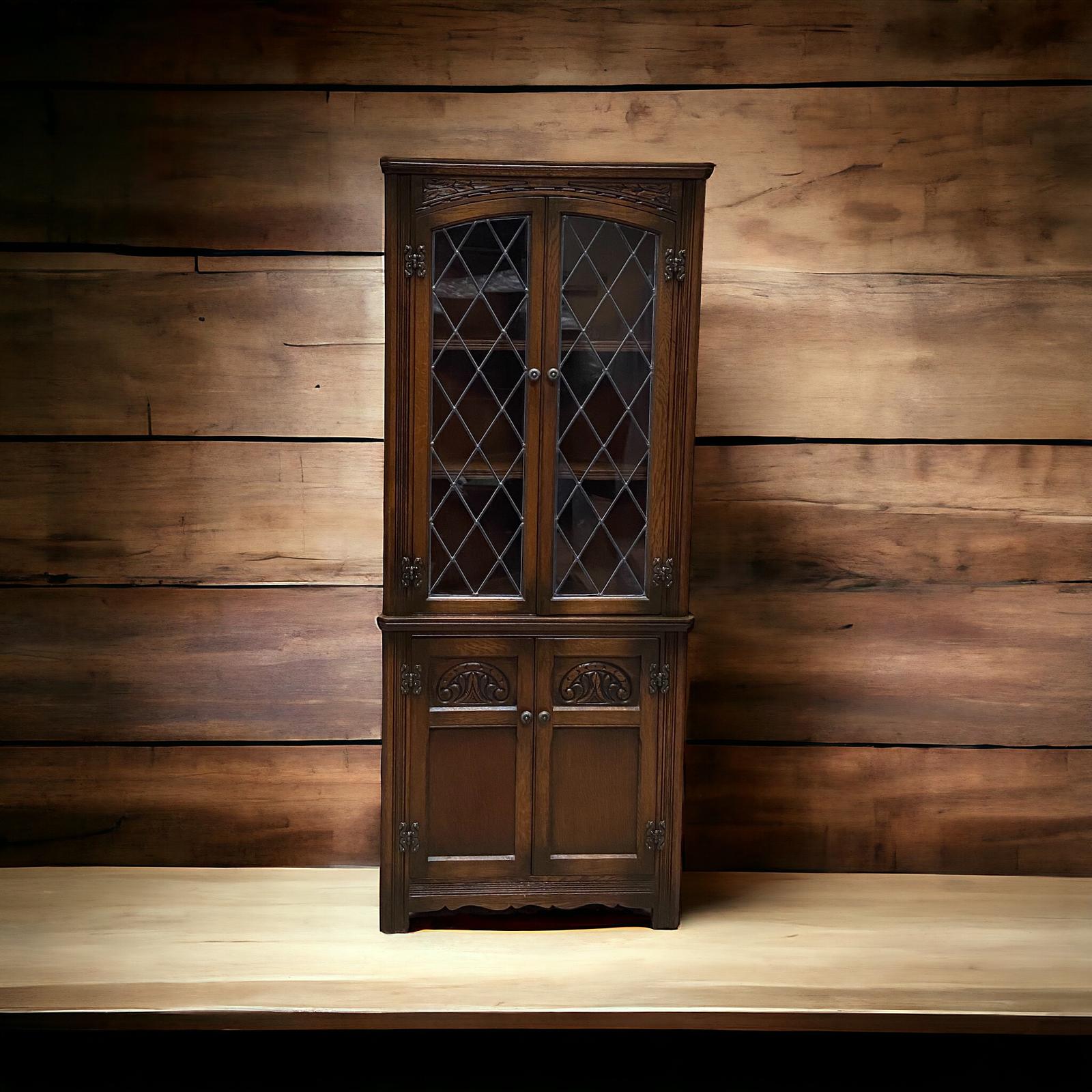 Old Charm Wood Brothers / Oak Corner Cabinet / Light Oak Traditional Colour - Made in England Dated 1970s (1 of 11)