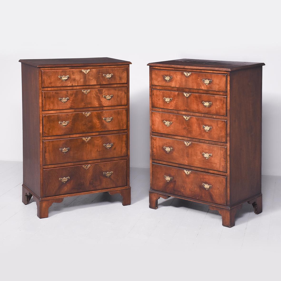 Rare Pair of George II Style Walnut Chest of Drawers c.1910 (1 of 9)