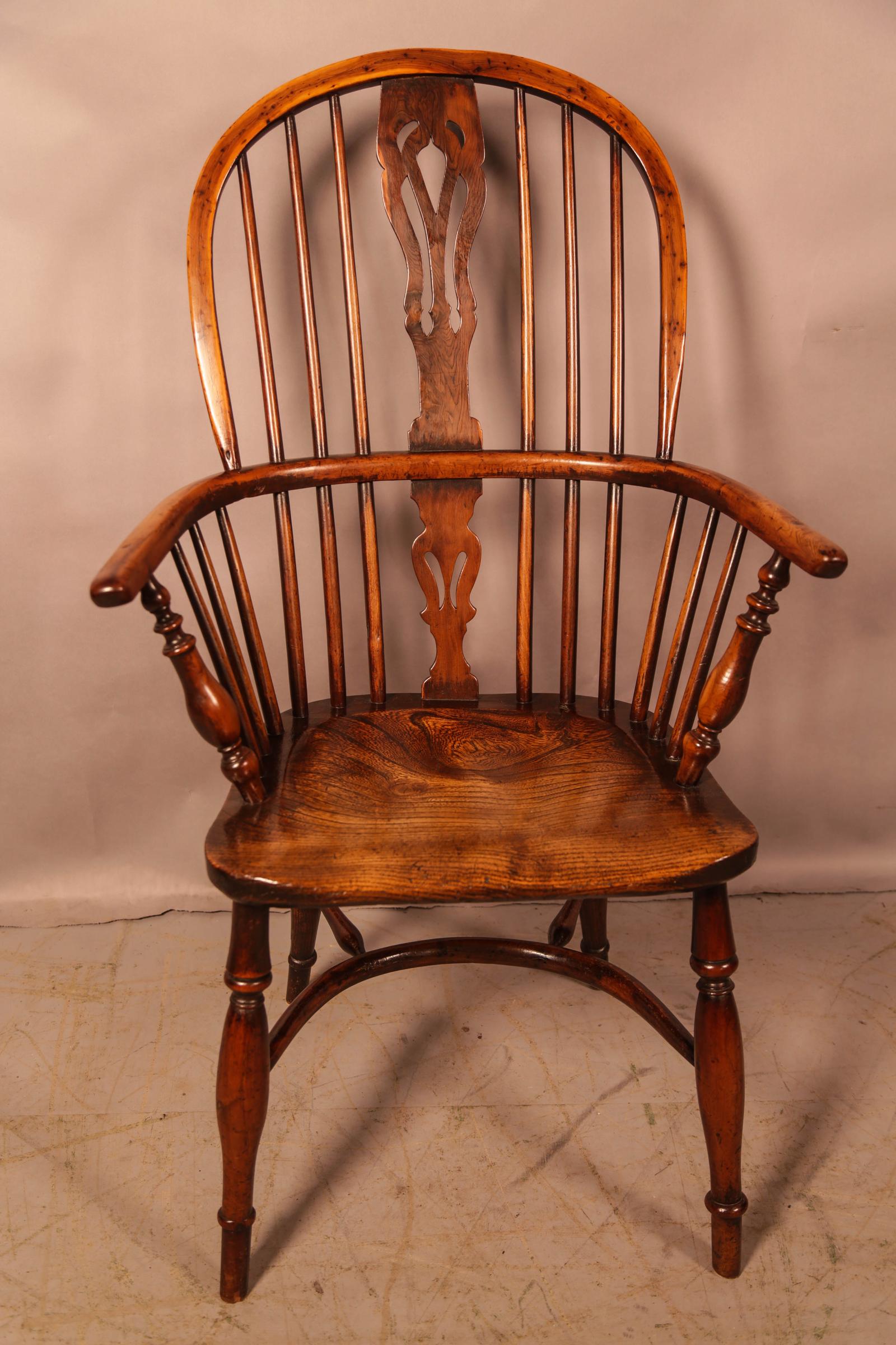 Good High Back Windsor Chair in Yew Rockley Maker c.1840 (1 of 11)