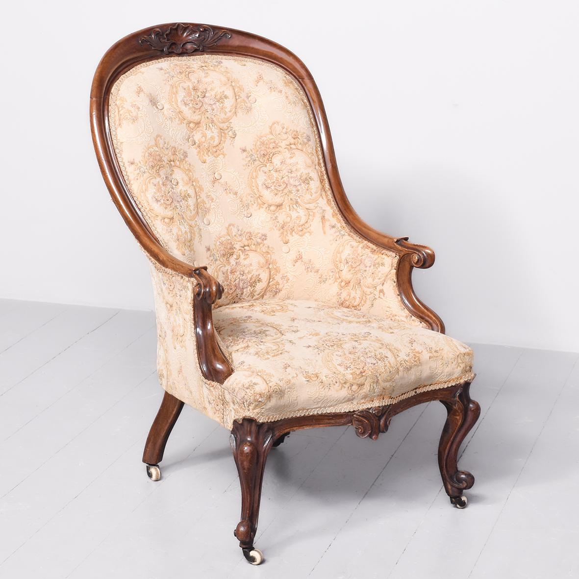 Quality Mid Victorian Carved Walnut Easy Chair (1 of 8) Quality Mid Victorian Carved Walnut Easy Chair (1 of 8)