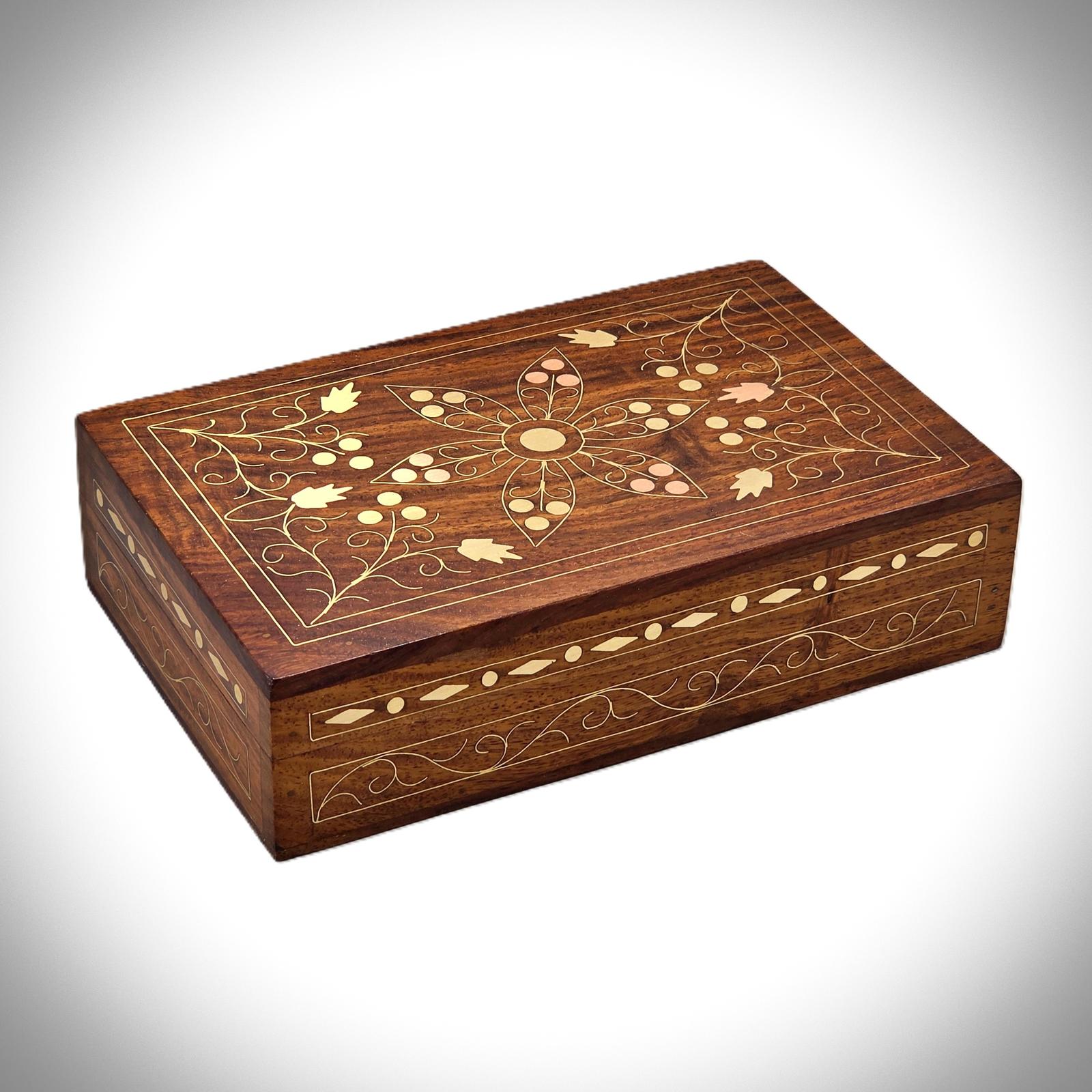 Early 20th Century Brass & Copper Inlaid Jewellery Box (1 of 7)