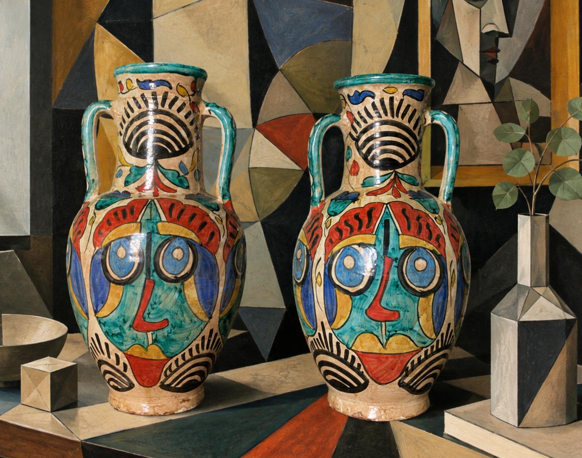 Huge Pair Pablo Picasso Abstract Cubist Inspired Vintage Ceramic Vases (1 of 14) Huge Pair Pablo Picasso Abstract Cubist Inspired Vintage Ceramic Vases (1 of 14)