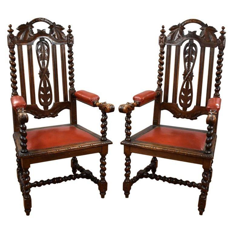 Pair of Oak Barley Twist Armchairs (1 of 15)