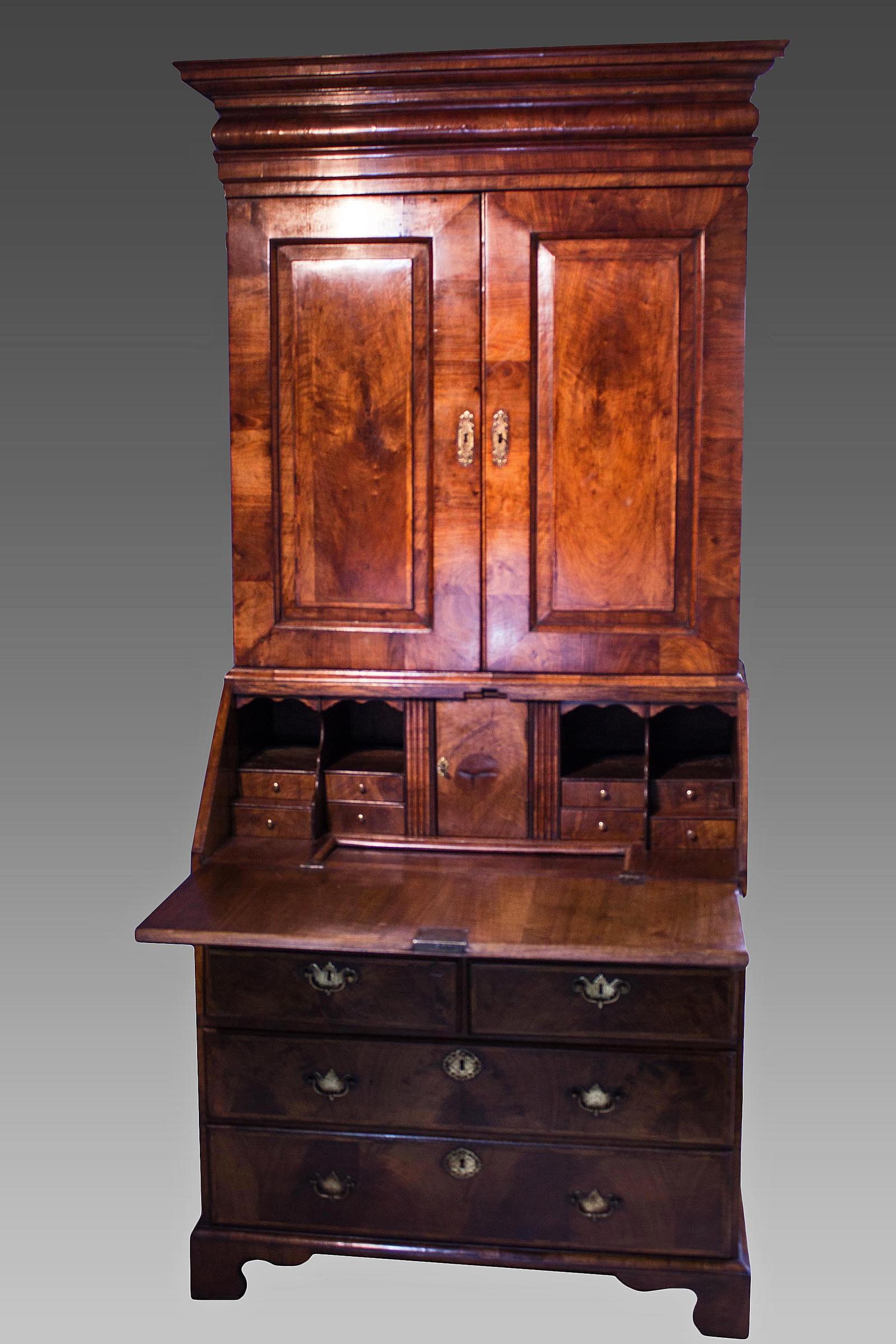 Early Georgian Walnut Bureau Bookcase (1 of 15)