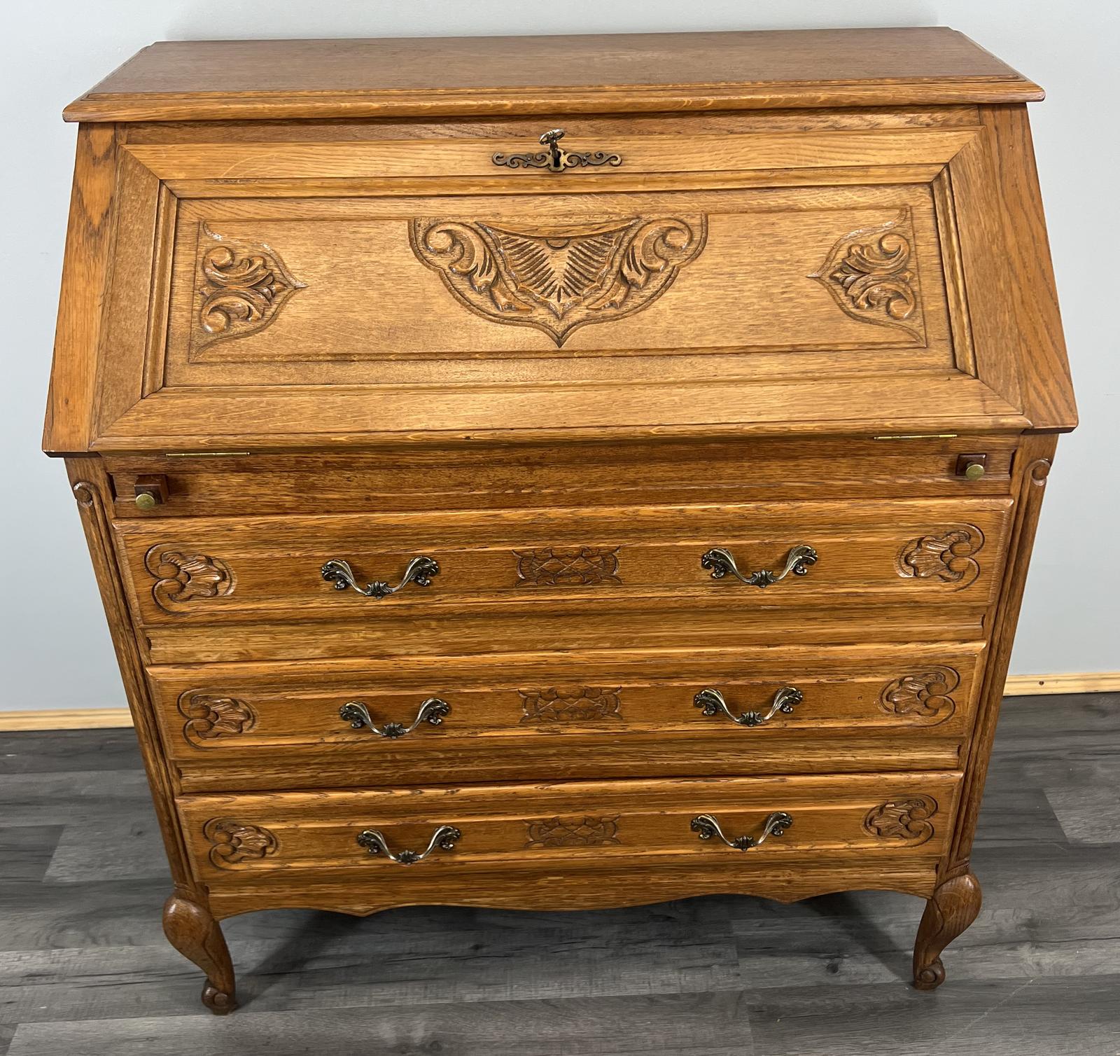 Secretaire Writing Desk - Rare Antique French Carved Bureau Elegant (1 of 16) Secretaire Writing Desk - Rare Antique French Carved Bureau Elegant (1 of 16)