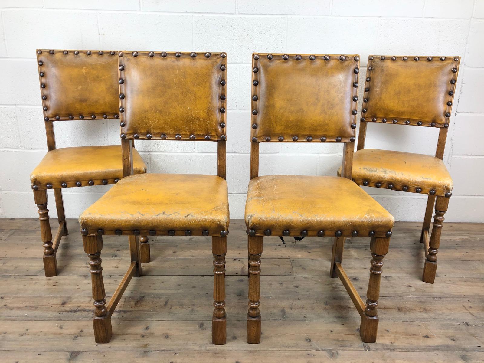 Set of Four Early 20th Century Leather Dining Chairs (1 of 10) Set of Four Early 20th Century Leather Dining Chairs (1 of 10)