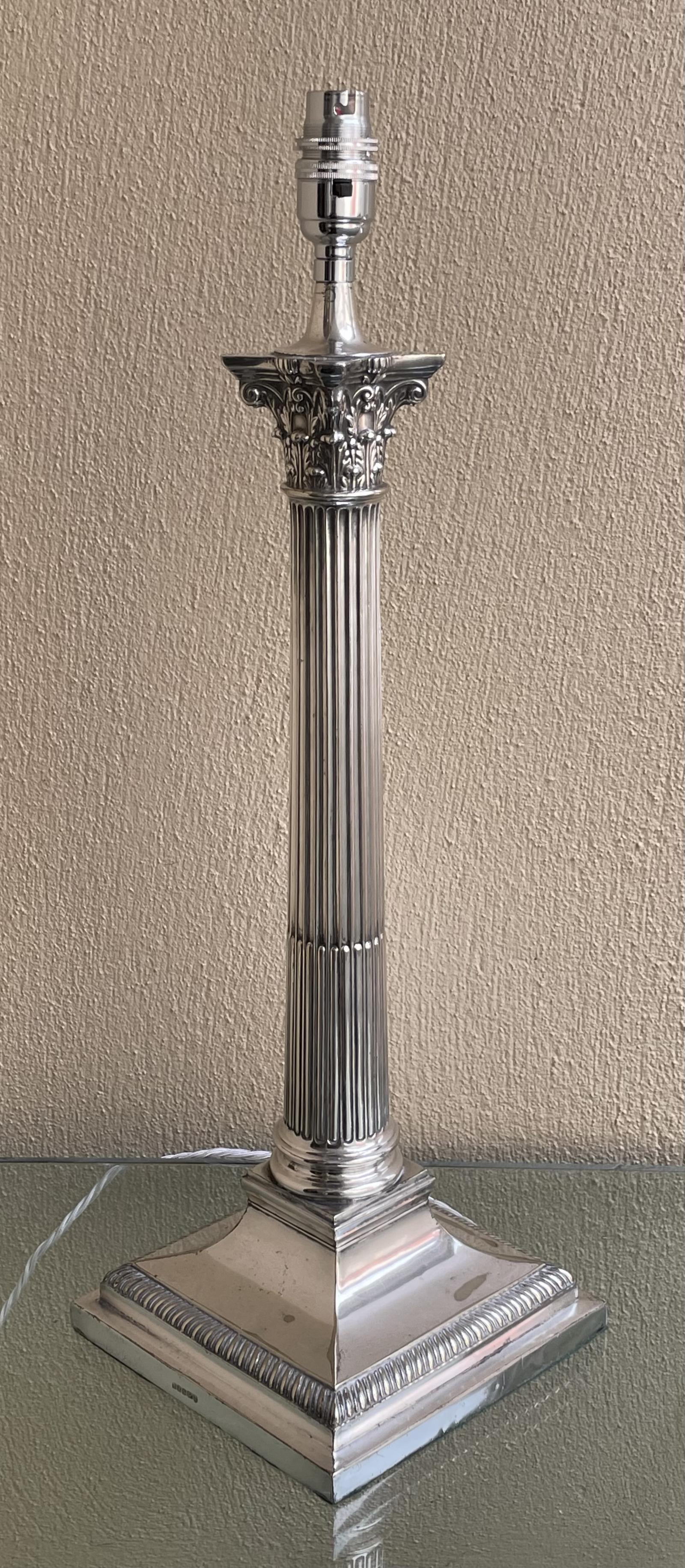 Large Edwardian Silver Plated Corinthian Column Table Lamp (1 of 5) Large Edwardian Silver Plated Corinthian Column Table Lamp (1 of 5)
