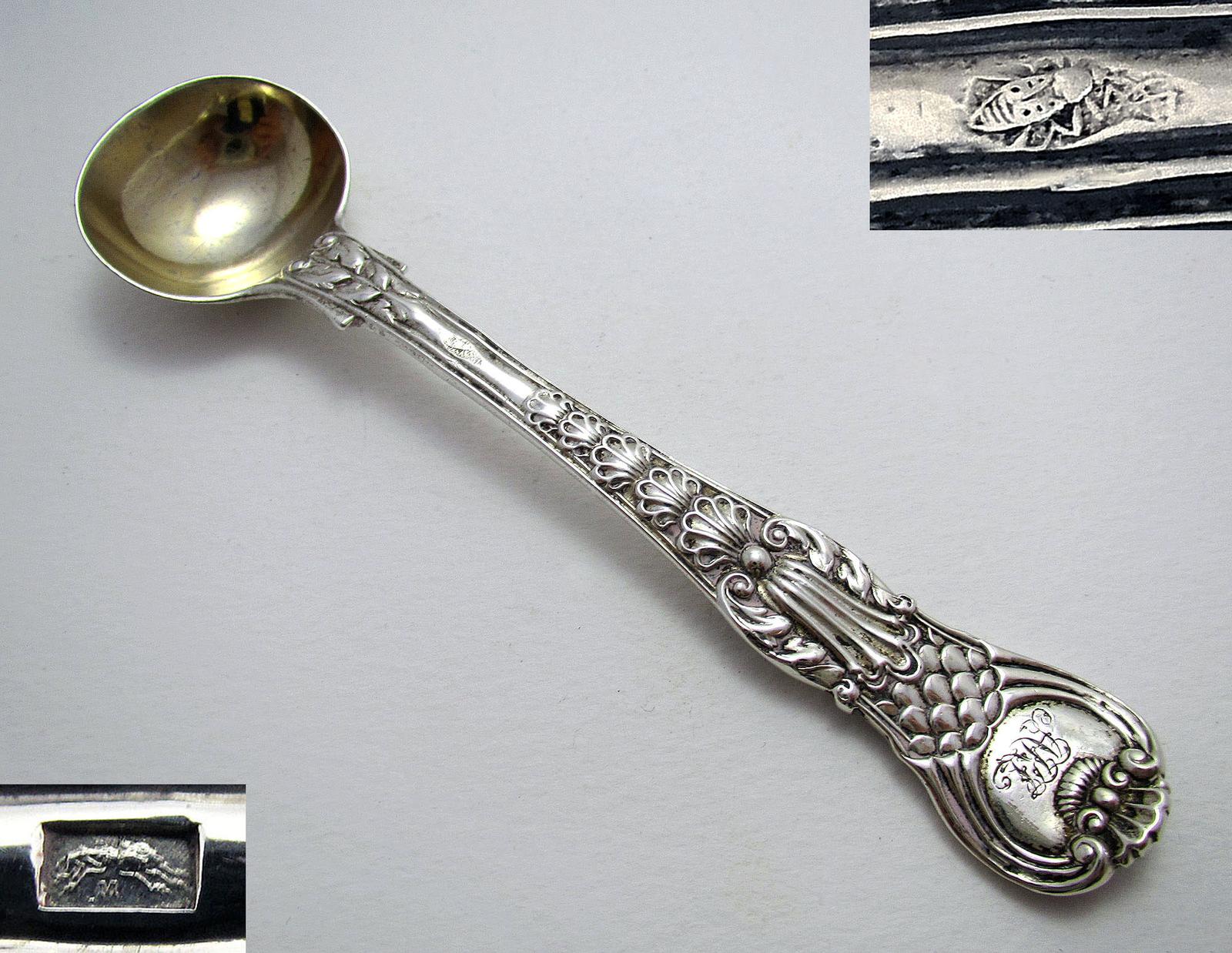 Unusual Antique English Victorian 1860 Solid Sterling Silver Coburg Salt Mustard Pot Condiment Spoon, French Hallmarks (1 of 10) Unusual Antique English Victorian 1860 Solid Sterling Silver Coburg Salt Mustard Pot Condiment Spoon, French Hallmarks (1 of 10)