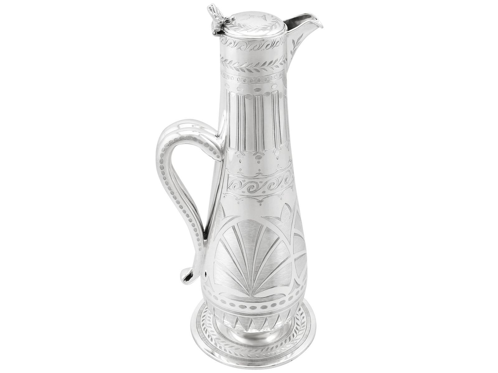 Sterling Silver Claret Jug - Aesthetic Style - Antique Victorian 1859 (1 of 12)