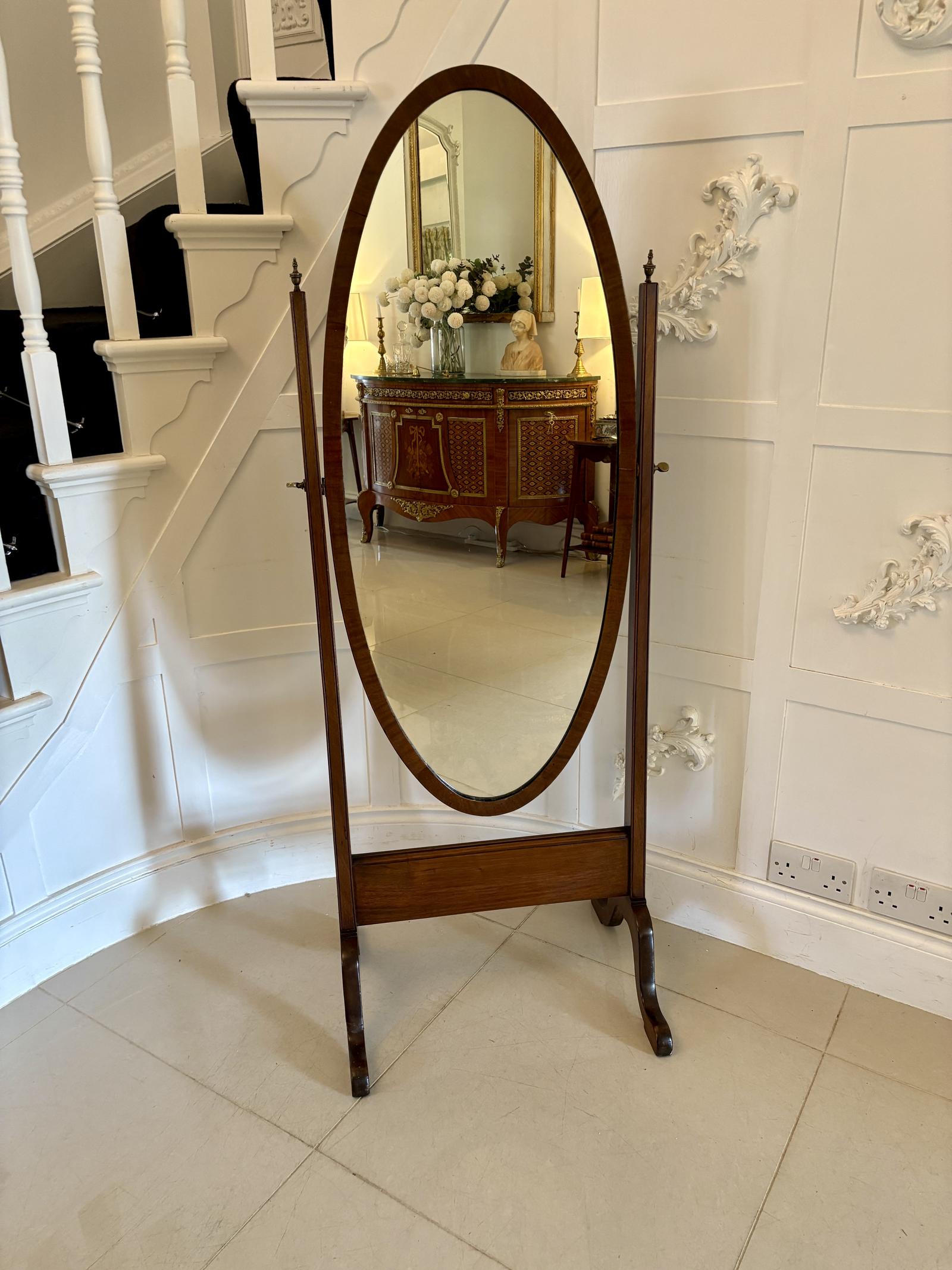 Antique Edwardian Quality Mahogany Cheval Mirror (1 of 11)