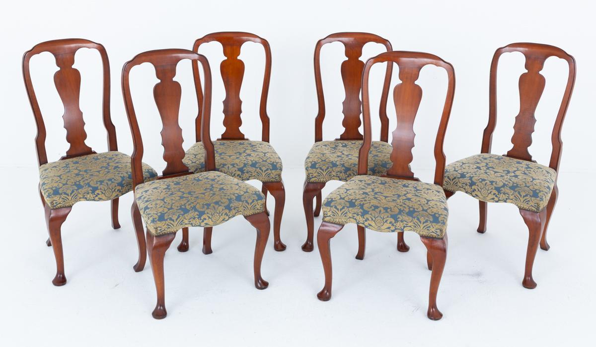 Set of 6 Queen Anne Style Cherry Dining Chairs c.1920 (1 of 5)