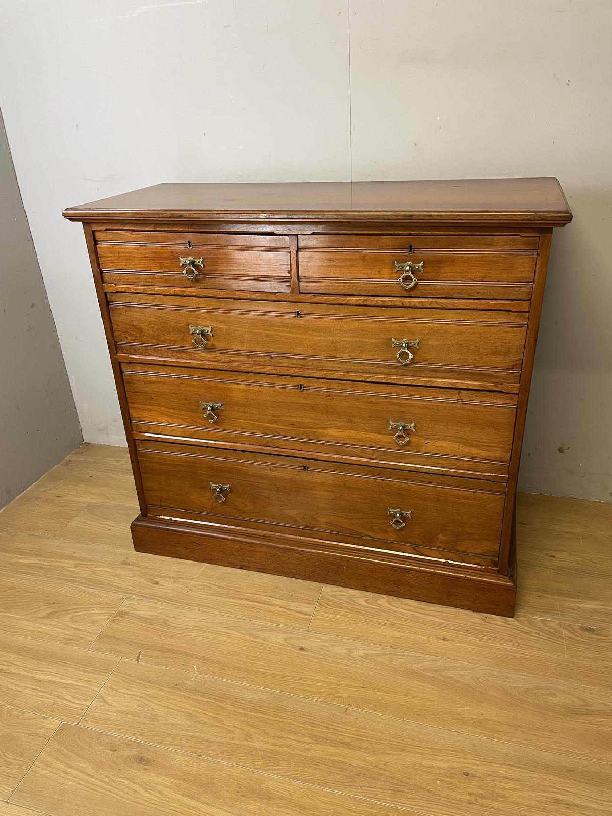 19th Century Solid Walnut Four Height Chest with Gothic Style Handles (1 of 10)