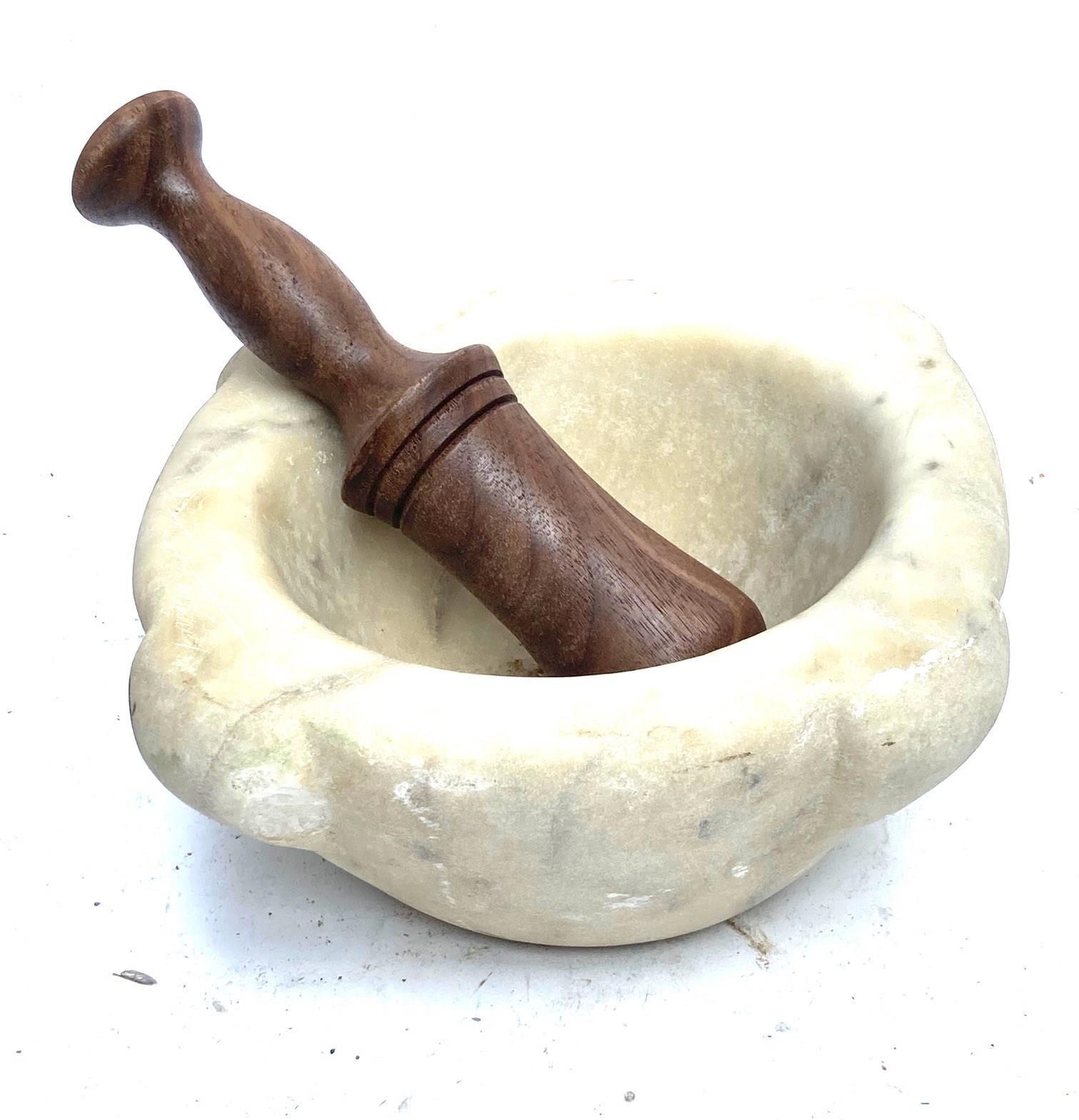 19th Century Marble Mortar From Spain with Wooden Pestle (1 of 6)
