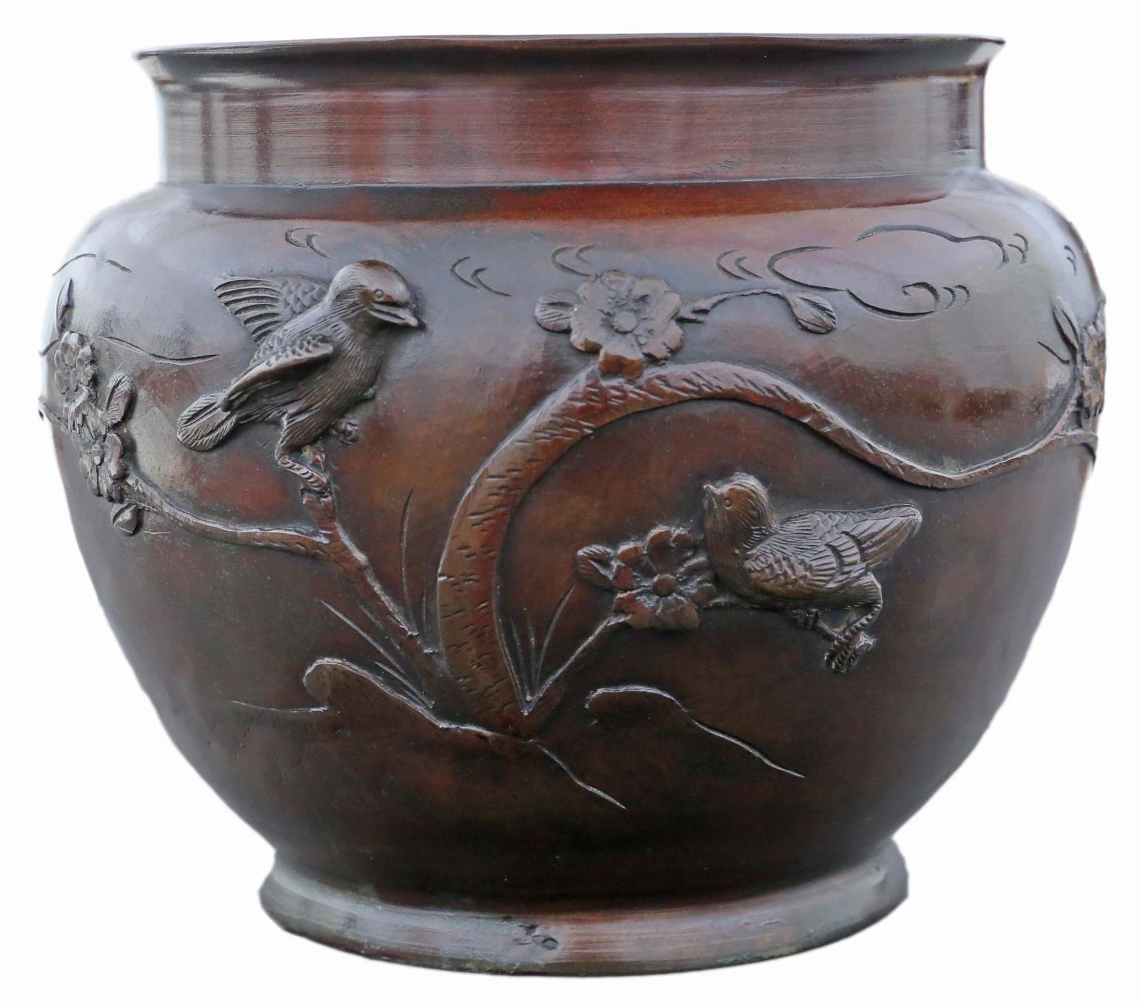 Antique Oriental Japanese Large Fine Quality Bronze Bowl Planter Jardinière Censor Meiji Period 19th Century (1 of 5)