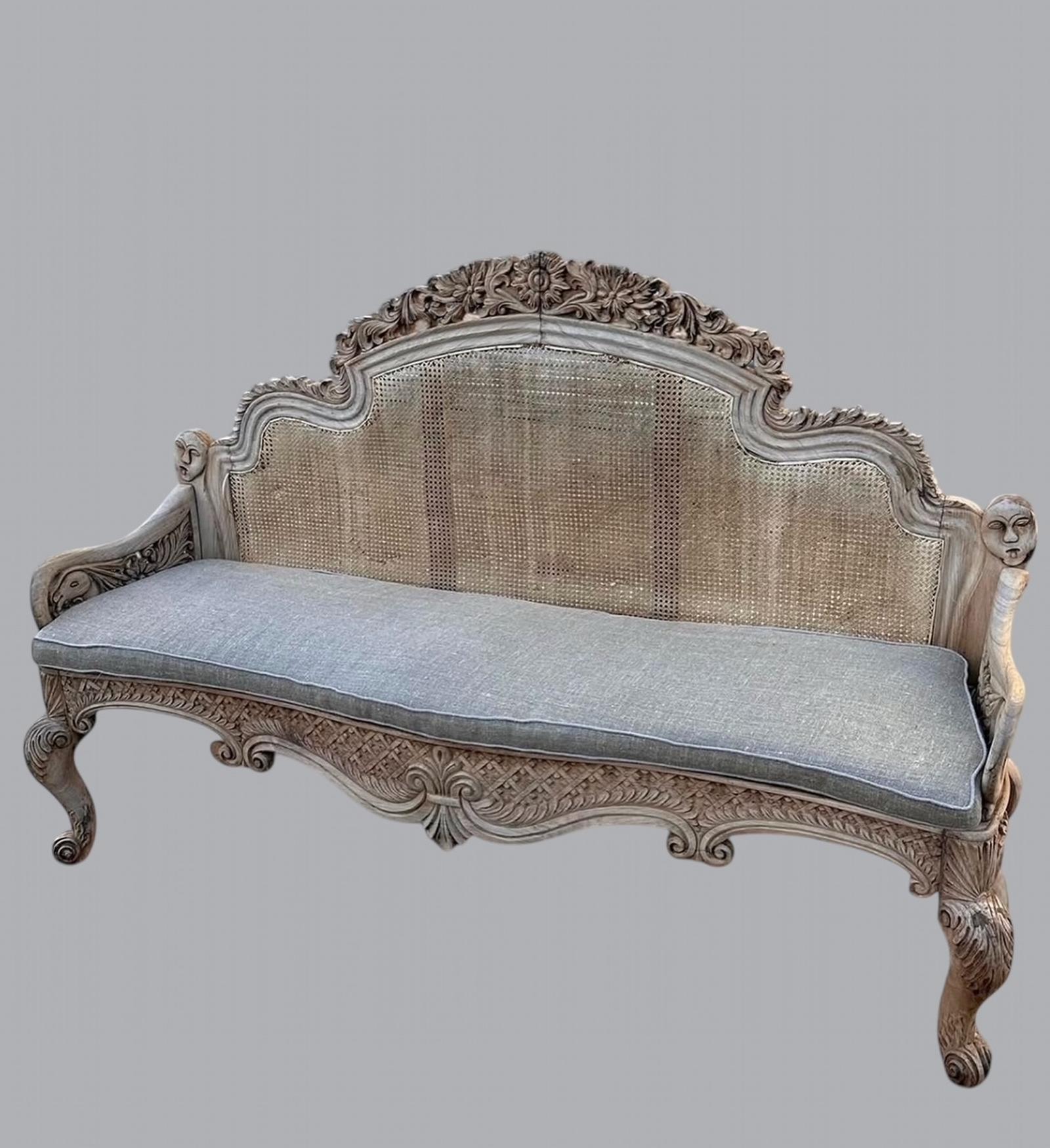 Lovely Bleached Anglo Indian Caned Settee c.1820 (1 of 7) Lovely Bleached Anglo Indian Caned Settee c.1820 (1 of 7)