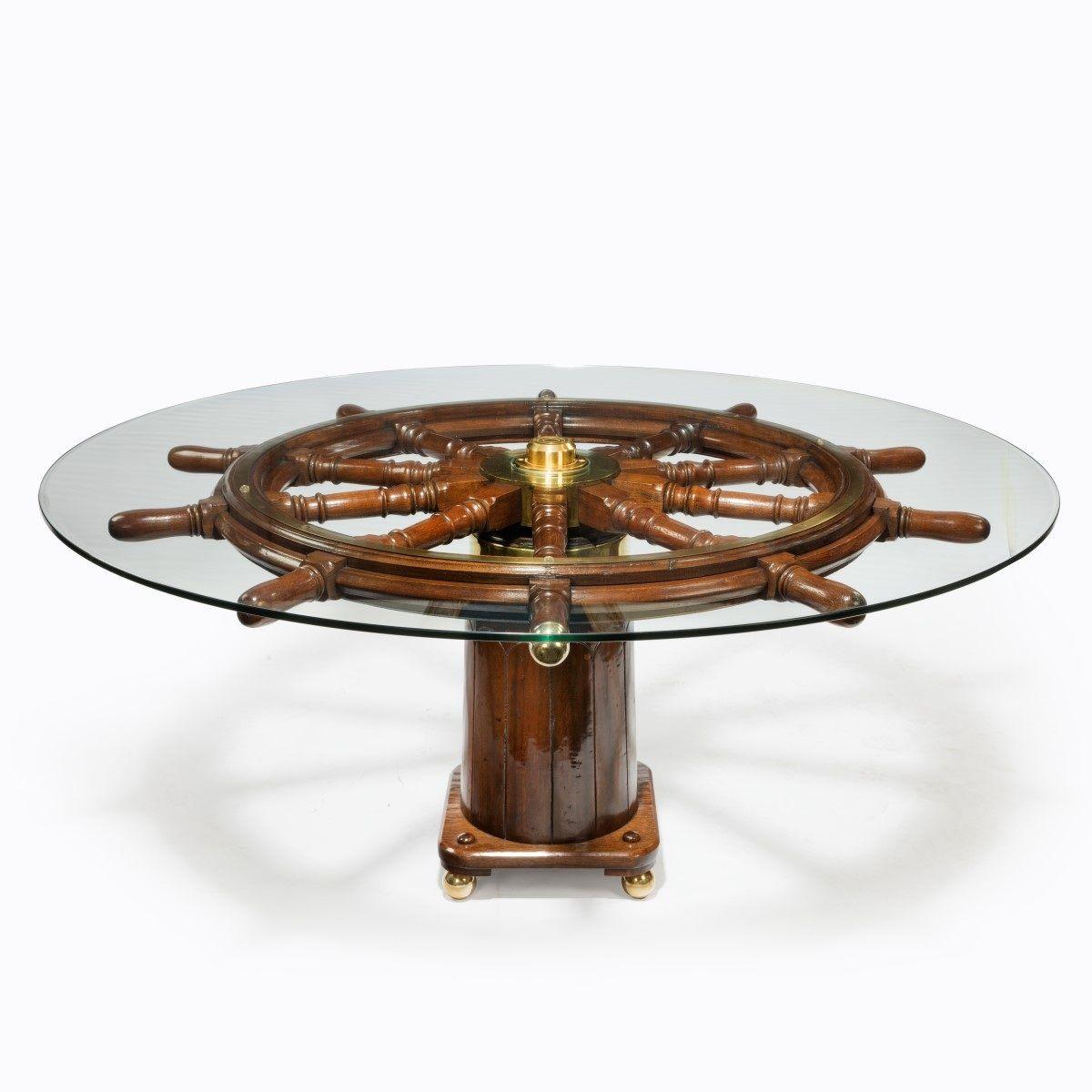 Dining Table Made from a 19th Century Ship’s Steering Wheel (1 of 8)