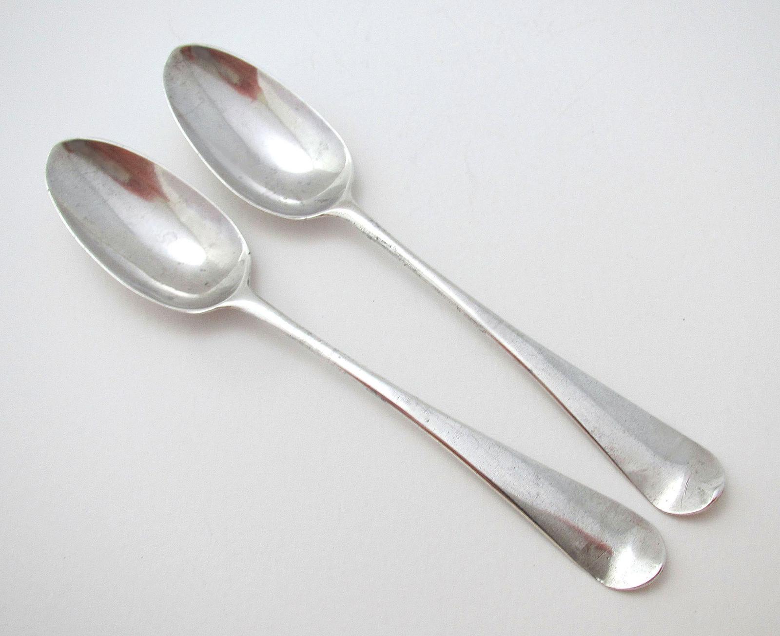 Pair of Antique English Georgian George III Hanoverian Solid Sterling Silver Tea / Coffee Spoons (1 of 5)