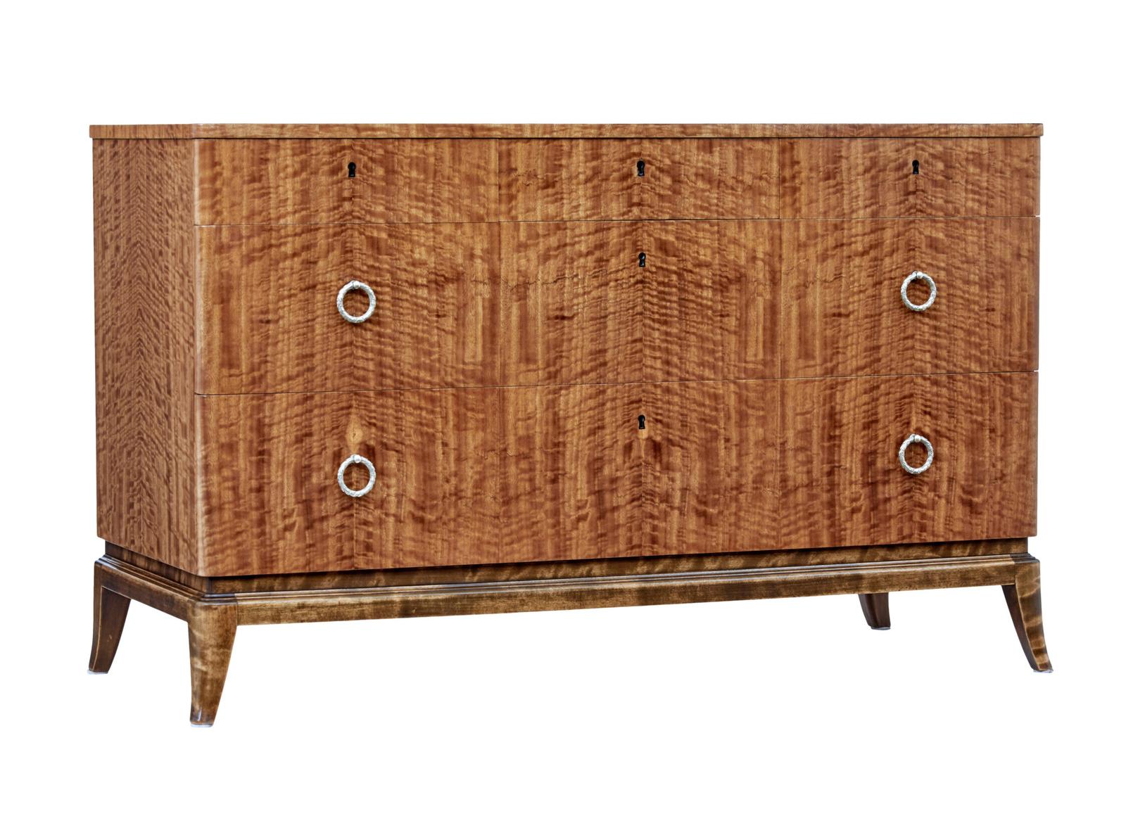 Mid 20th Century Scandinavian Satinwood Chest of Drawers (1 of 8)