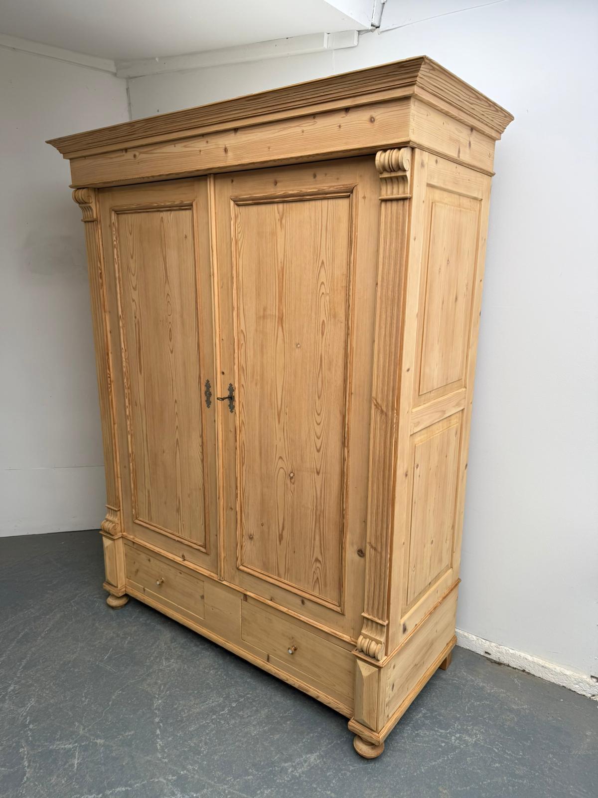 A Mint Clean Victorian Antique Old Pine Shelved Knockdown Wardrobe to Wax/paint (1 of 11)