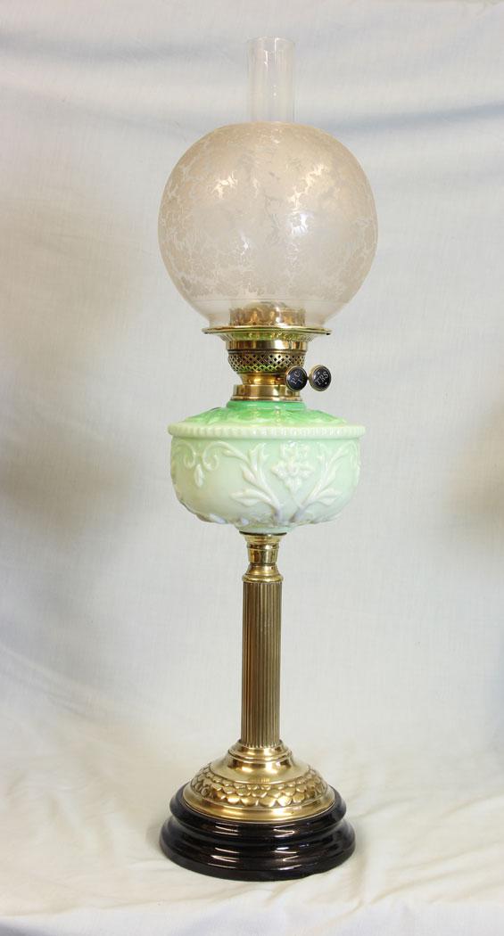 Antique Victorian Oil Lamp Green Font (1 of 8)
