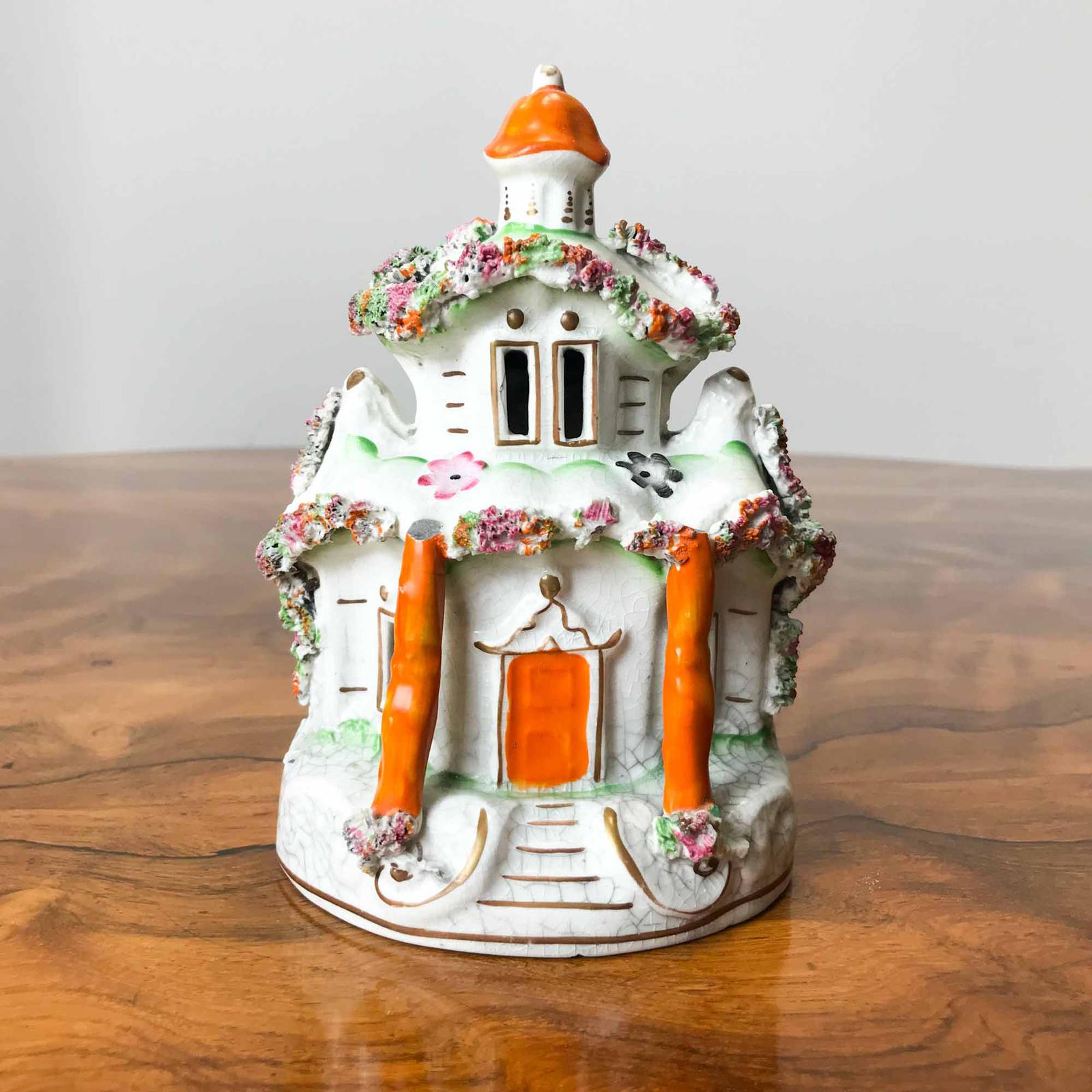 Victorian Staffordshire Pottery Cottage Pastille Burner (1 of 6)