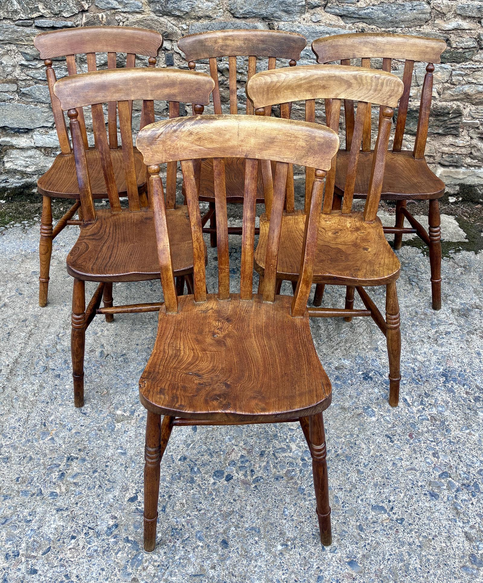 Set of 6 Victorian Elm Lathe Back Chairs (1 of 9) Set of 6 Victorian Elm Lathe Back Chairs (1 of 9)