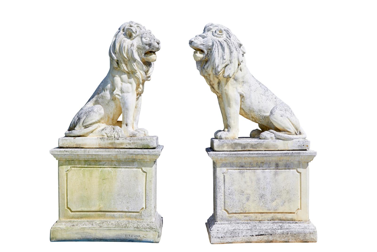 Fine Pair of 20th Century Carved Stone Lion Statues (1 of 17) Fine Pair of 20th Century Carved Stone Lion Statues (1 of 17)