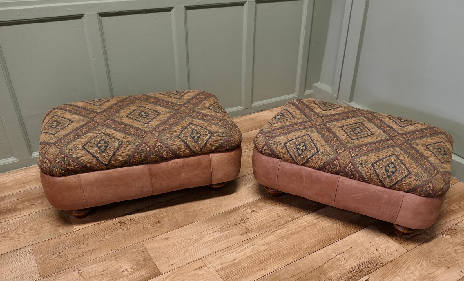 Pair of Large Leather Carpet Stools or Pouffes (1 of 7) Pair of Large Leather Carpet Stools or Pouffes (1 of 7)